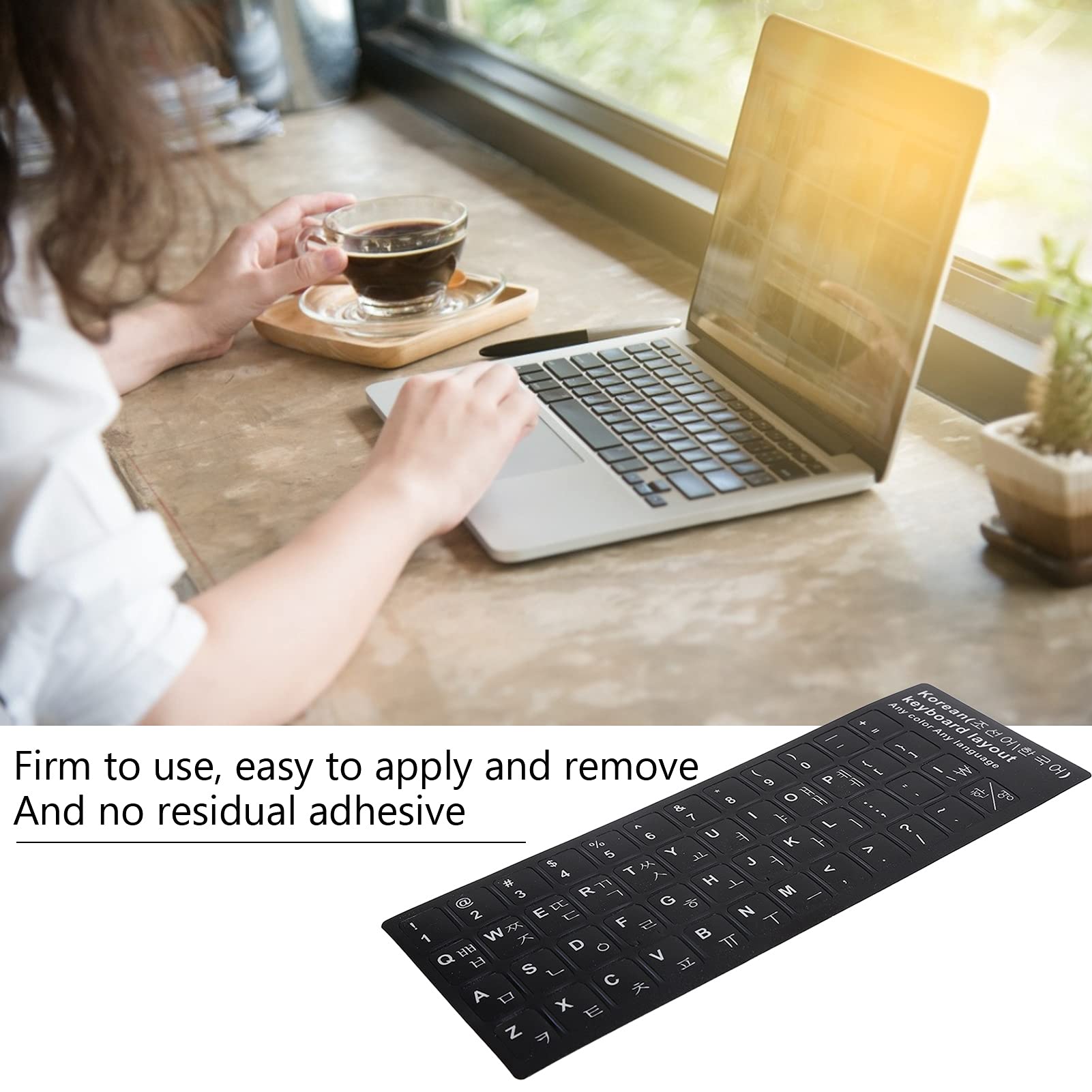 Korean Keyboard Stickers - Waterproof Laptop Keyboard Stickers for 10-17 Inch Notebooks & Desktops | Korean Language Learning & Typing Accessories for Students, Office & Travel Use