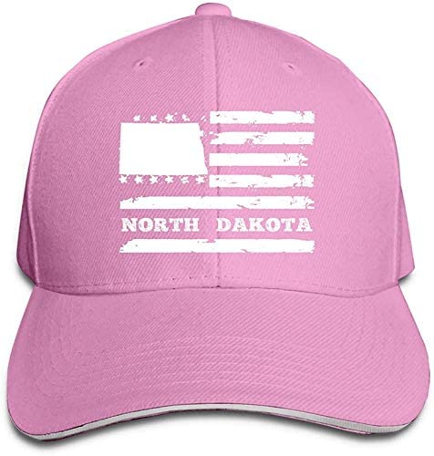 North Dakota State USA Flag Trucker Hat - Unisex Baseball Cap for Men & Women, Adjustable Dad Hat, Stylish Driver Cap in Pink - Perfect for Outdoor Activities, Sports, and Casual Wear