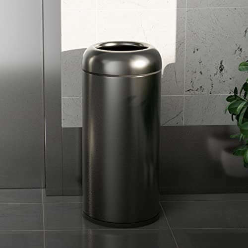 WICHEMI Commercial Stainless Steel Outdoor Trash Can - Large Capacity Open Top Garbage Bin for Kitchen, Office & Industrial Use | Heavy-Duty Waste Container with Cabinet (Black Gold)