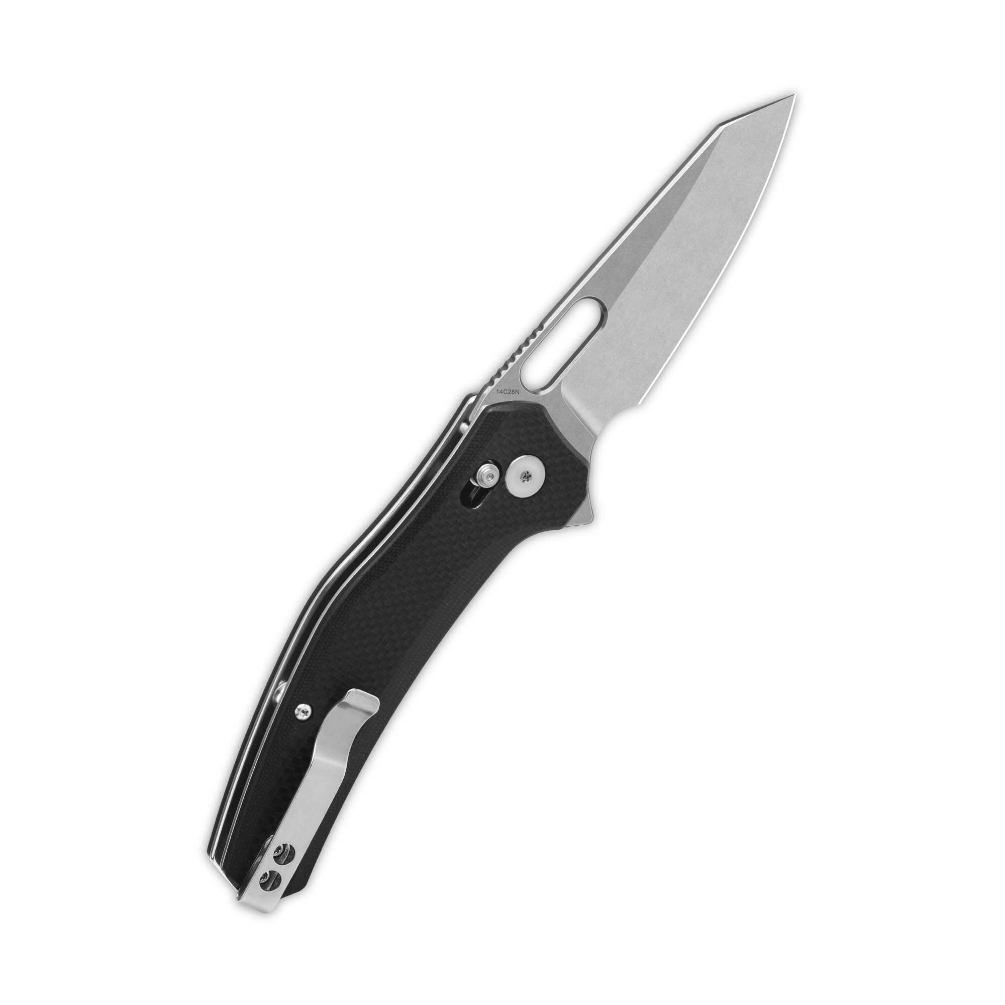 QSP Emu Glyde Lock Pocket Knife - 14C28N Stainless Steel Blade with Black Coarse G10 Handle | EDC Folding Knife for Camping, Hiking & Outdoor Survival