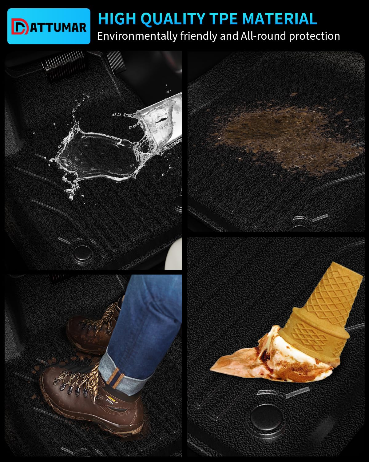 All-Weather Floor Mats for 2016-2025 Dodge Durango | 7-Seater Trunk Liner & Cargo Mat | Back Seat Cover | Durable Car Accessories for SUV Protection (Perfect for Road Trips, Family Travel & Outdoor Adventures)