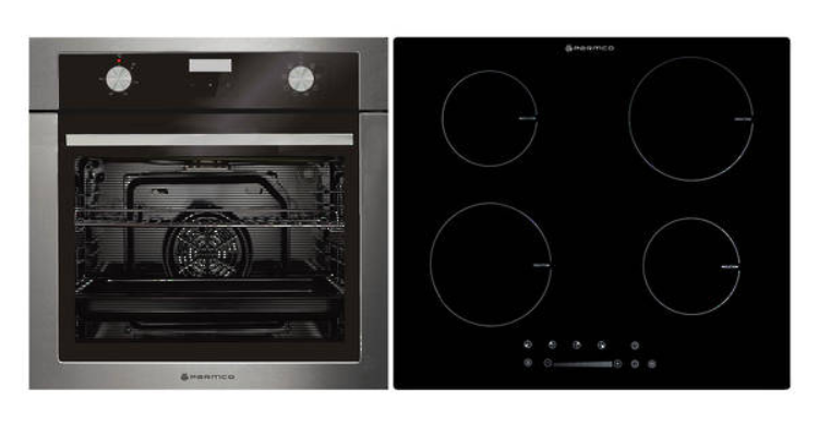 Parmco Pack 1 600mm 8-Function Stainless Steel Oven with Induction Frameless Touch Control Cooktop - Perfect for Modern Kitchens & Home Cooking