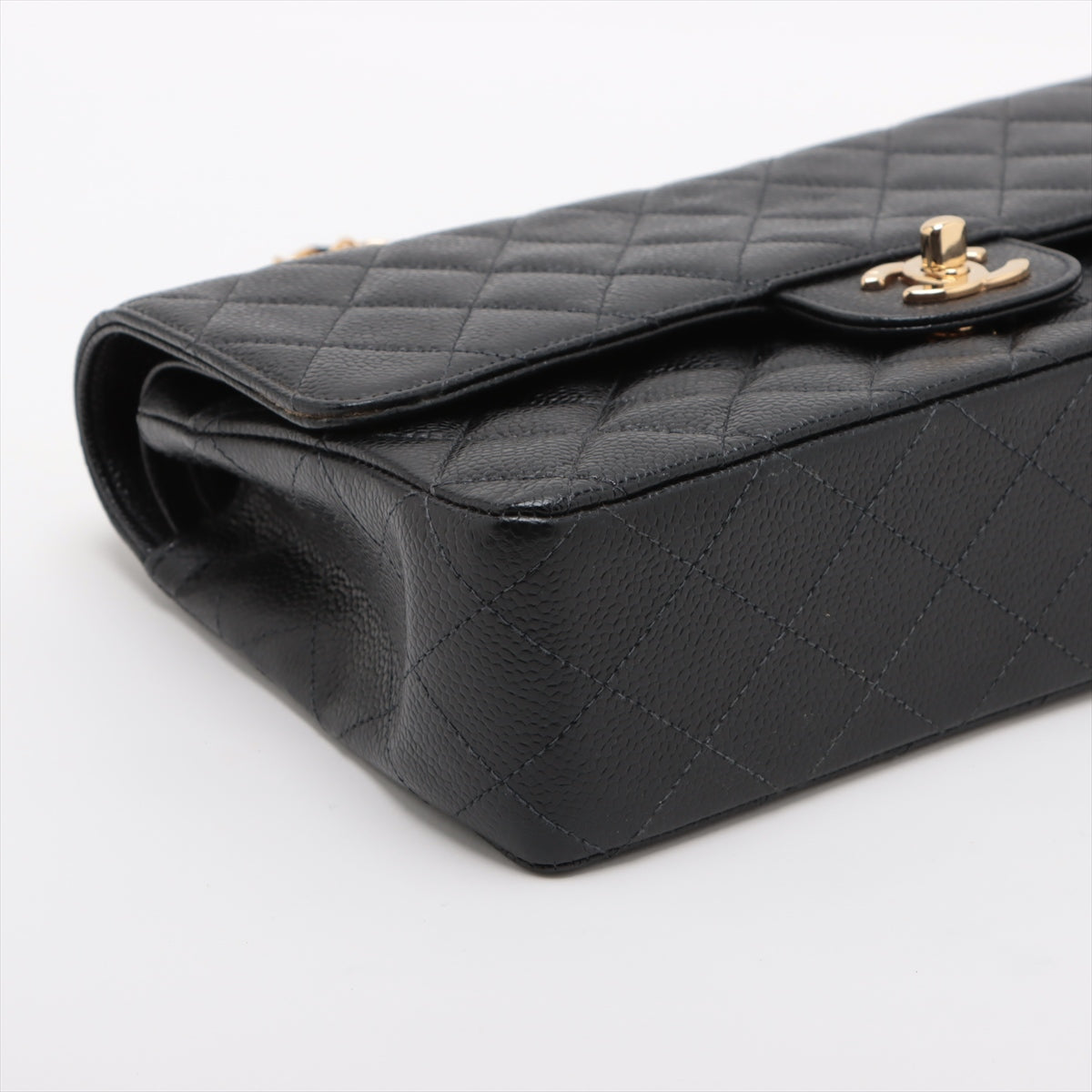 Chanel Classic Flap Bag Medium/Large 24K Gold Plated Caviar Leather Black Series 7 - Luxury Handbag for Women, Perfect for Parties, Weddings & Special Occasions