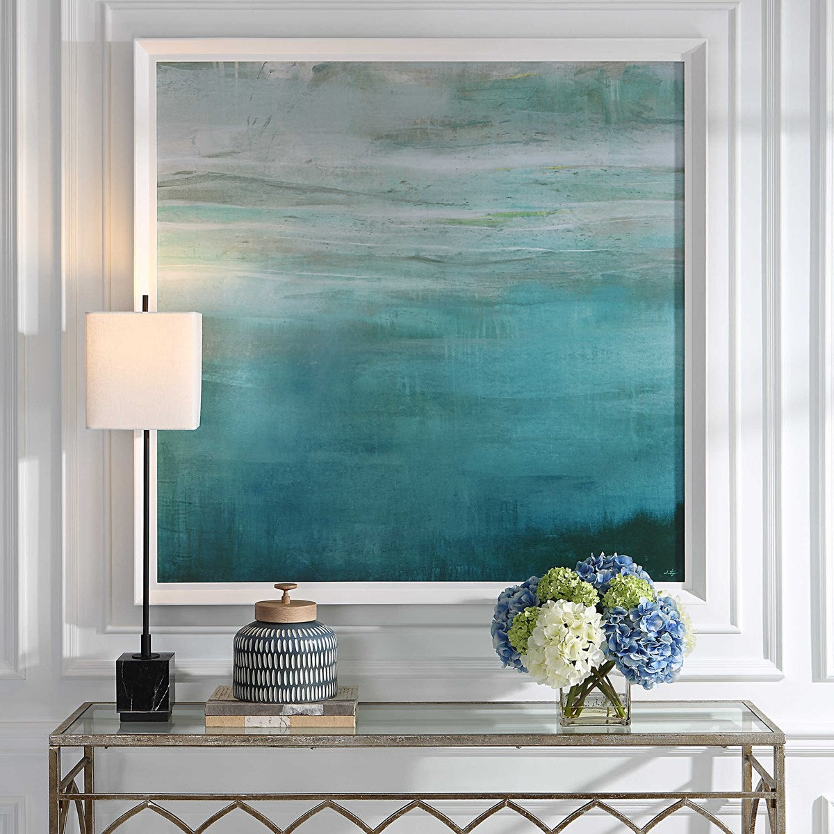 Cancun Teal Frame Print Wall Art - Tropical Beach Decor for Living Room, Bedroom & Office | Coastal Home Decor