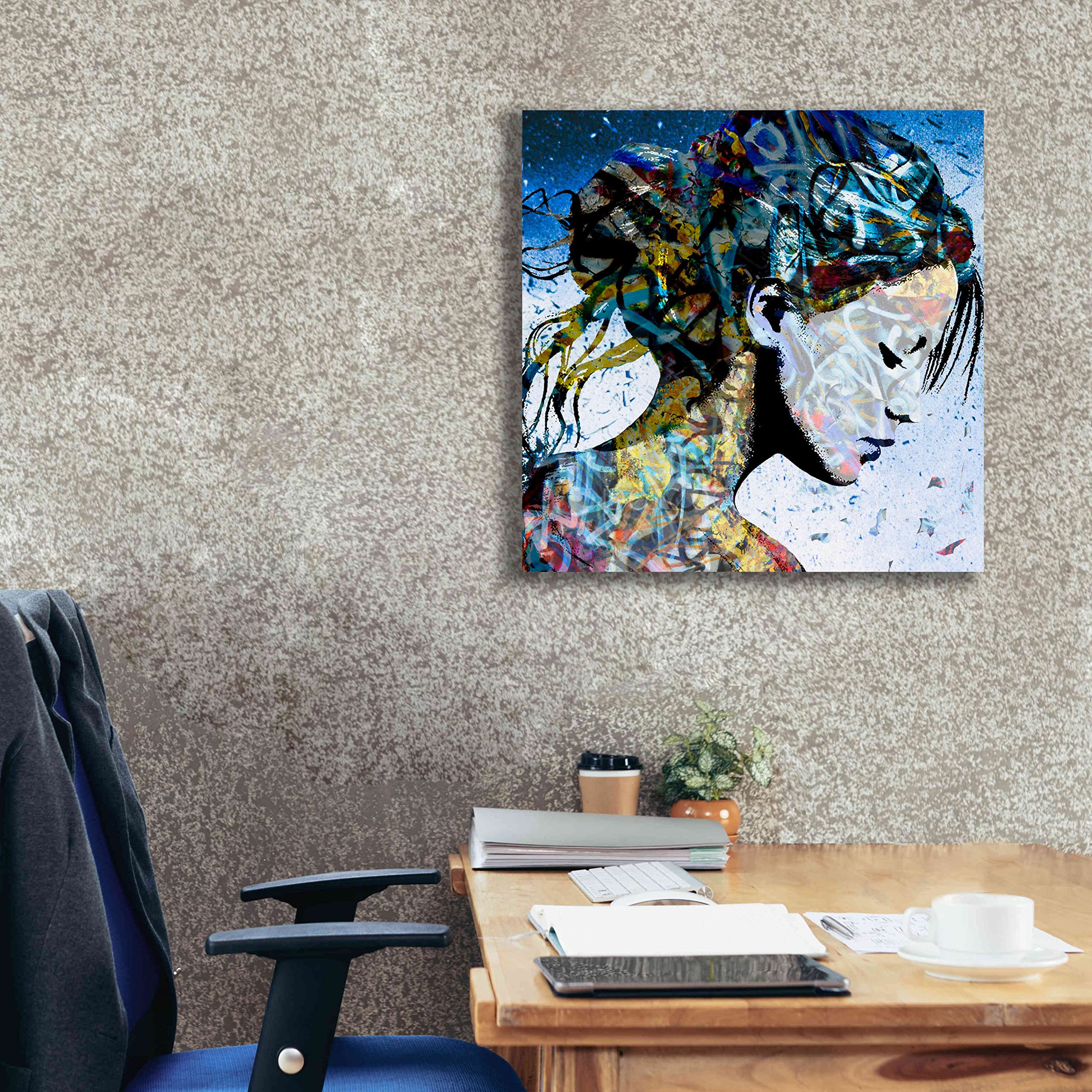Epic Graffiti 'THE MODEST GIRL' by DB Waterman - 26x26 Inch Modern Wall Art Canvas Print - Perfect for Living Room, Bedroom & Office Decor