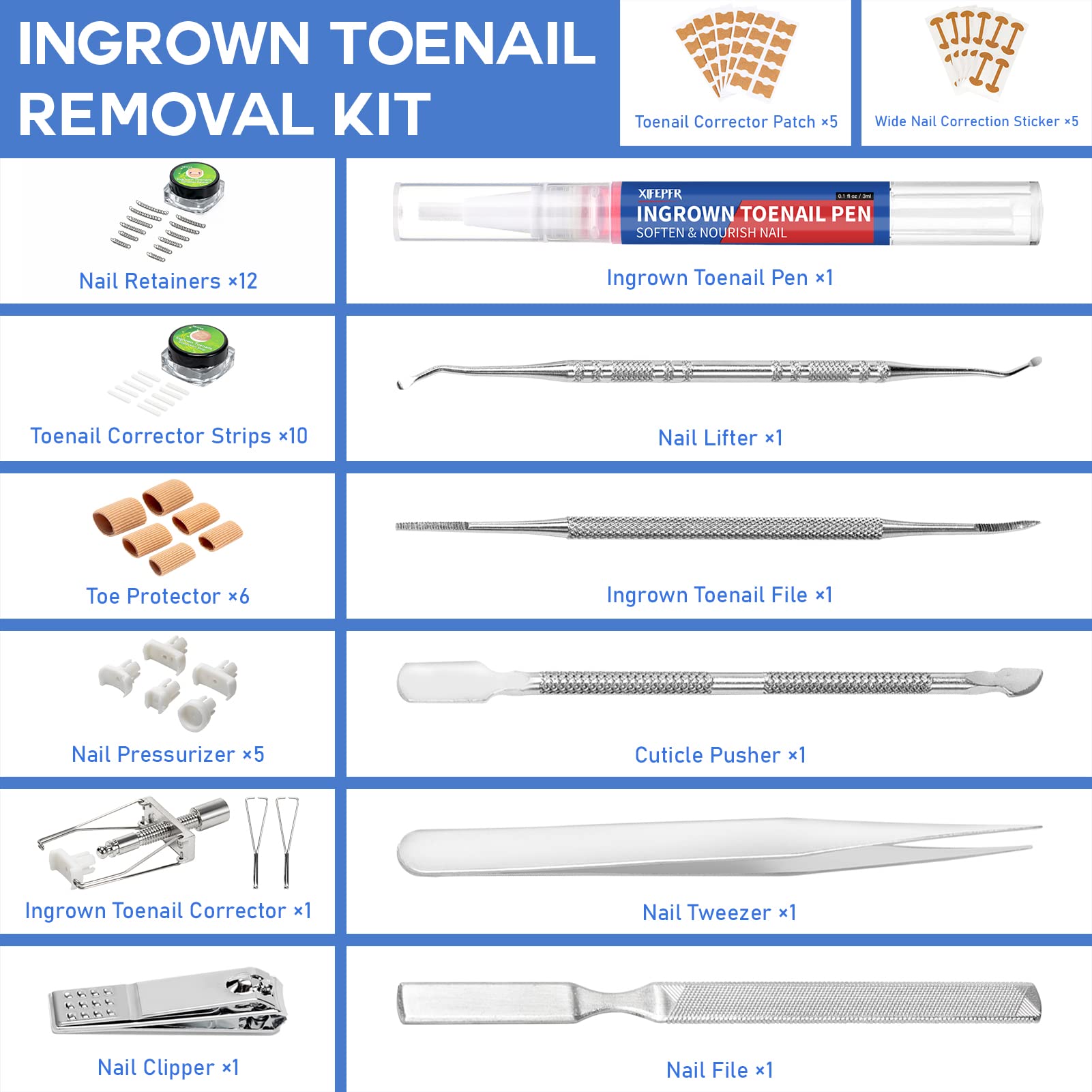 **110PCS Ingrown Toenail Treatment Kit – Professional Toenail Corrector Strips, Patch & Removal Tools – Pain Relief & Pedicure Care for Ingrown Nails – Perfect for Home & Salon Use**