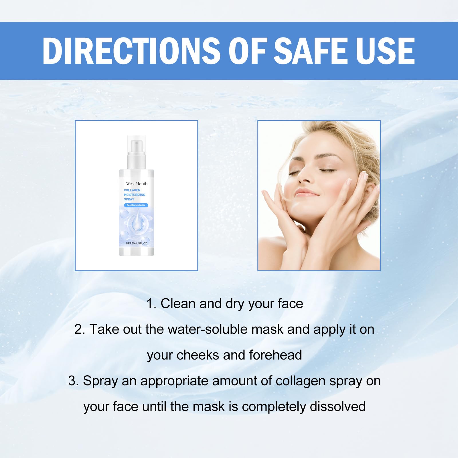 Collagen Moisturizing Face Spray for Fine Lines & Wrinkles - Anti-Aging Forehead Care, Skin Firming & Hydration - Daily Use for Dry Skin, Makeup Setting & On-The-Go Refreshment