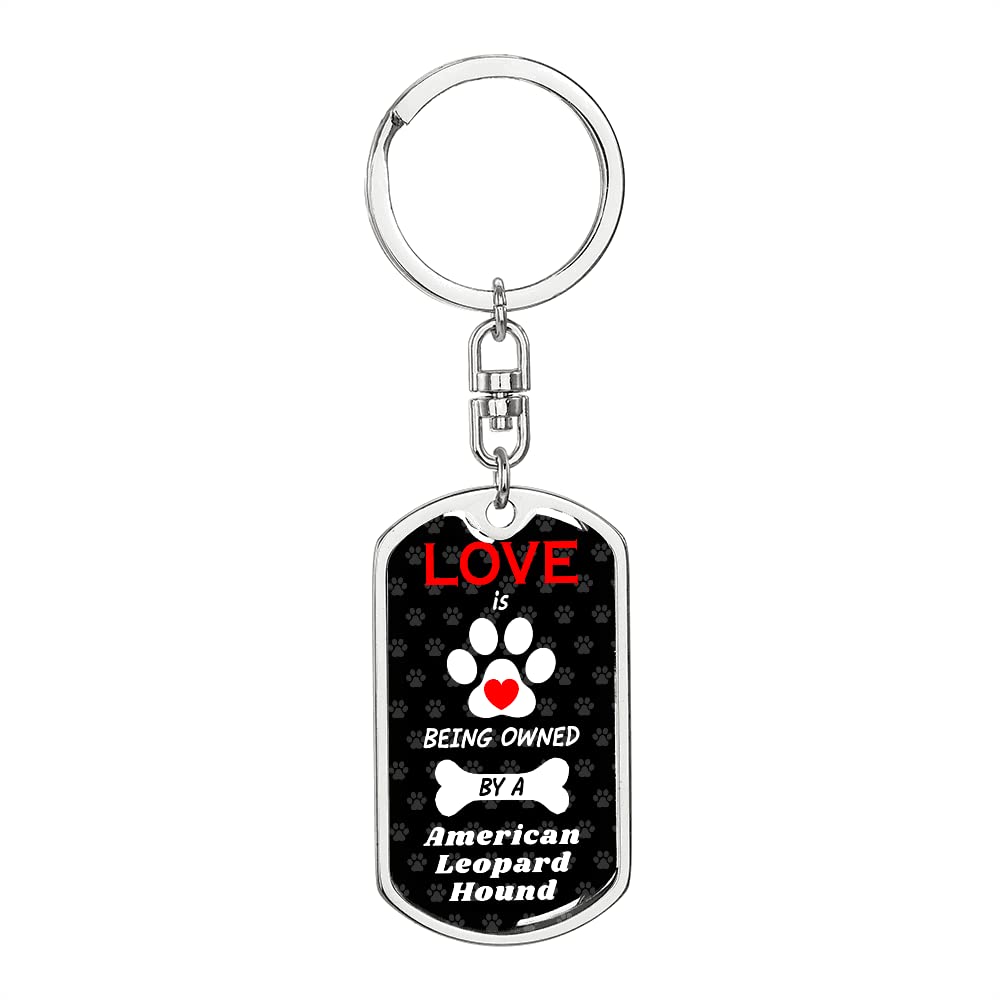 American Leopard Hound Keychain - Stainless Steel or 18k Gold Plated Dog Tag Keyring for Pets, Gifts & Everyday Carry (Perfect for Dog Lovers & Outdoor Enthusiasts)