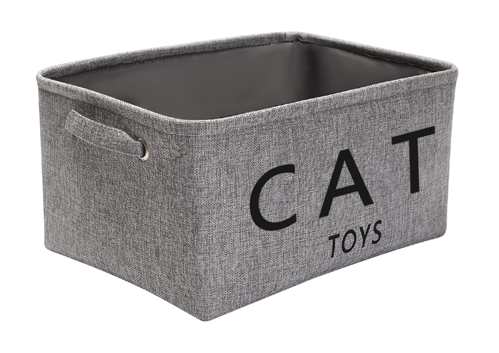 Pethiy Canvas Cat Toy Storage Basket with Handles - Gray Pet Organizer for Toys & Accessories | Perfect for Clothes Storage & Home Organization