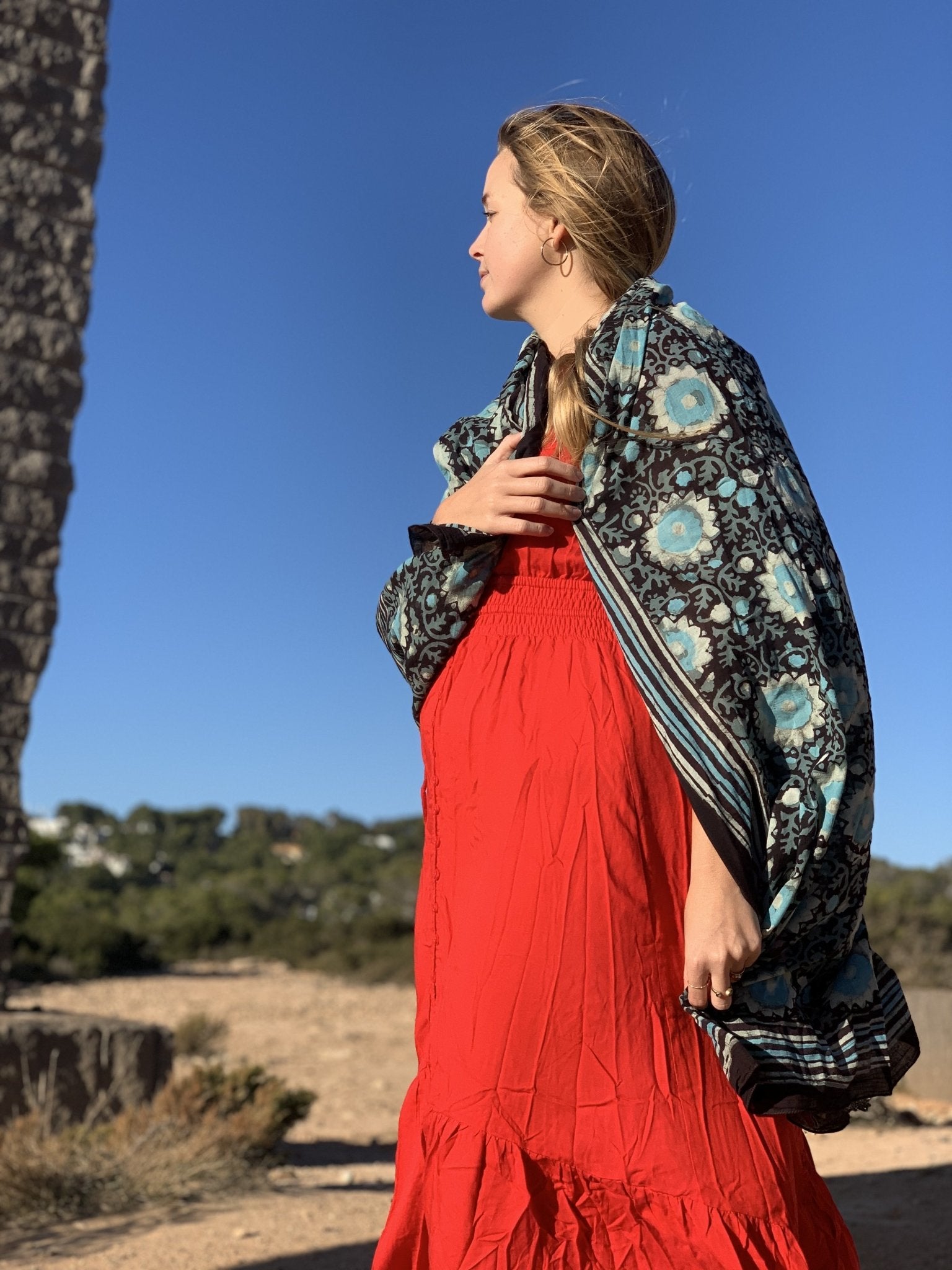 Hand Block Print Cotton Sarong Pareo - Beach Cover-Up, Poolside Wrap, Summer Fashion Accessory for Women