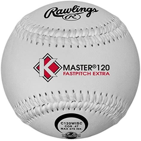 Rawlings C120WISC 12 Inch White K Master Softballs - Dozen Pack for Baseball, Softball Training & Recreational Games