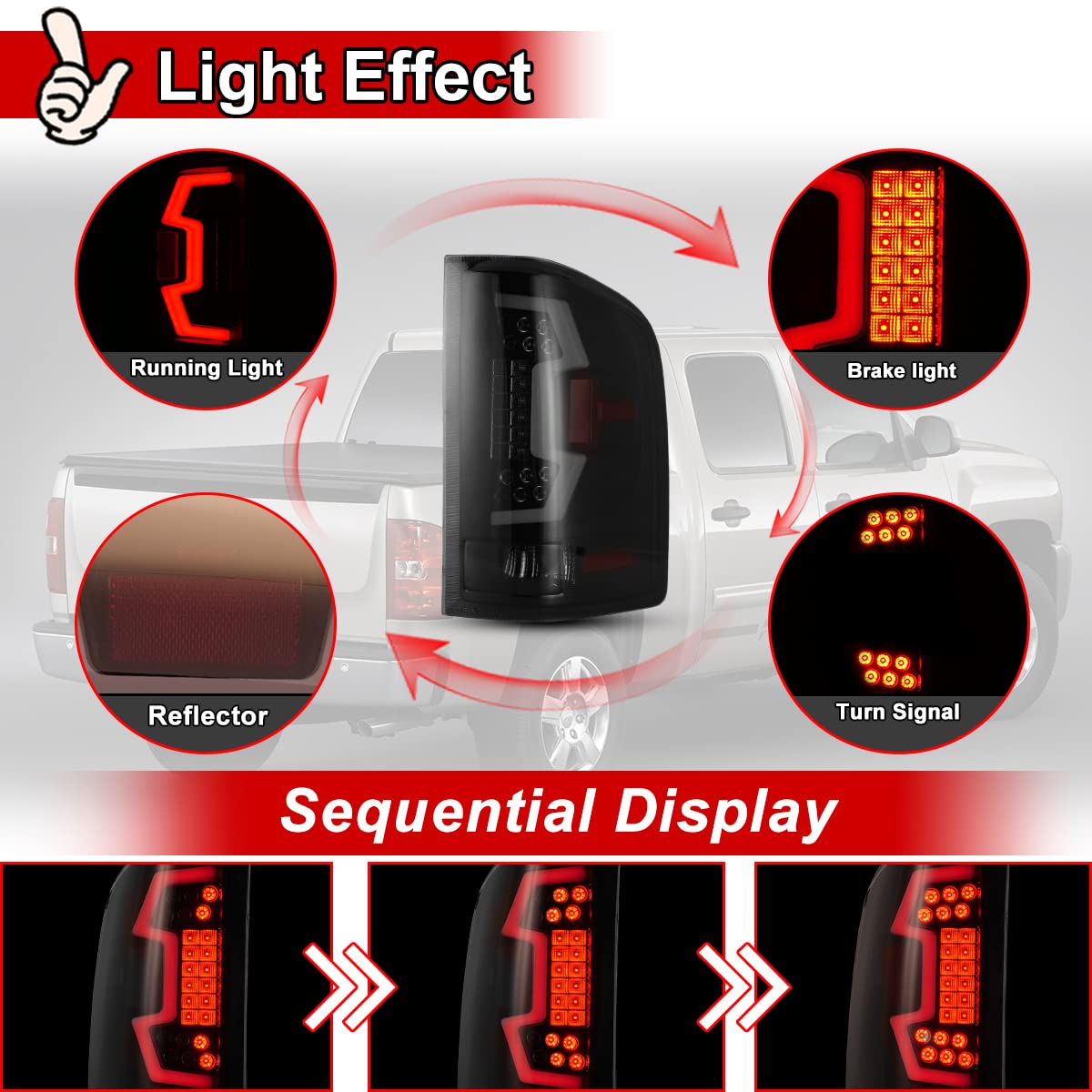 Nixon Offroad LED Tail Lights for Chevy Silverado 1500/2500HD/3500HD (2008-2014) - Matte Black Housing with Smoke Lens - Direct Replacement Rear Lamps Assembly (1 Pair) - Perfect for Off-Roading, Truck Upgrades & Nighttime Driving Safety