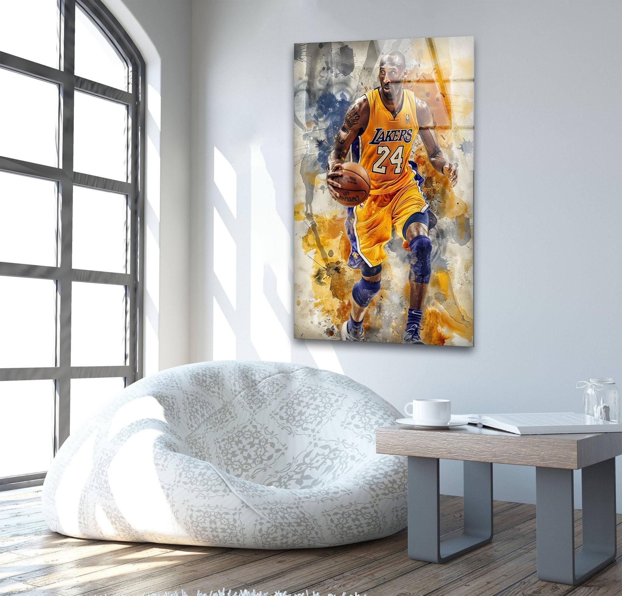 Kobe Bryant Basketball Wall Art - Stained Glass Tribute for Lakers Fans - Perfect for Home, Office, and Sports Memorabilia Collections