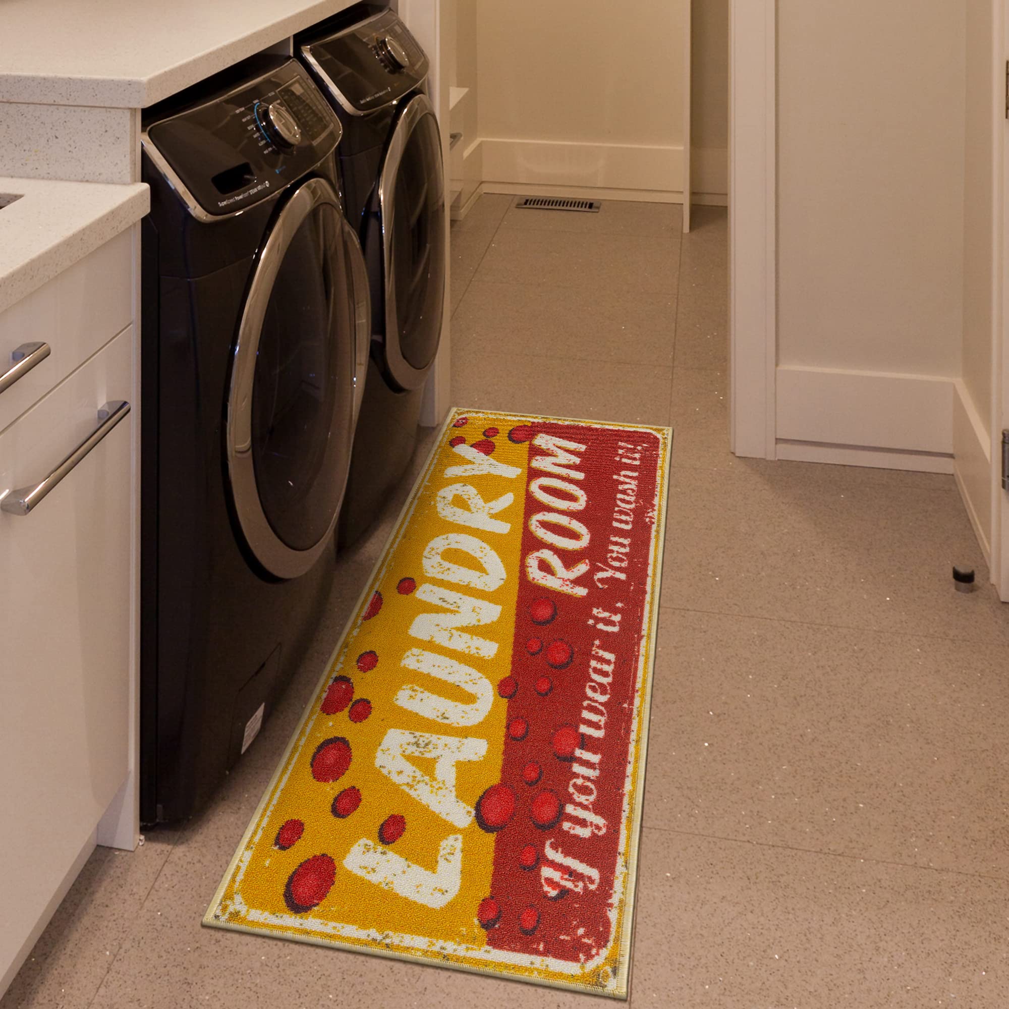 Non-Slip Machine Washable Bubbles Design Laundry Runner Rug 2x5 Feet (20