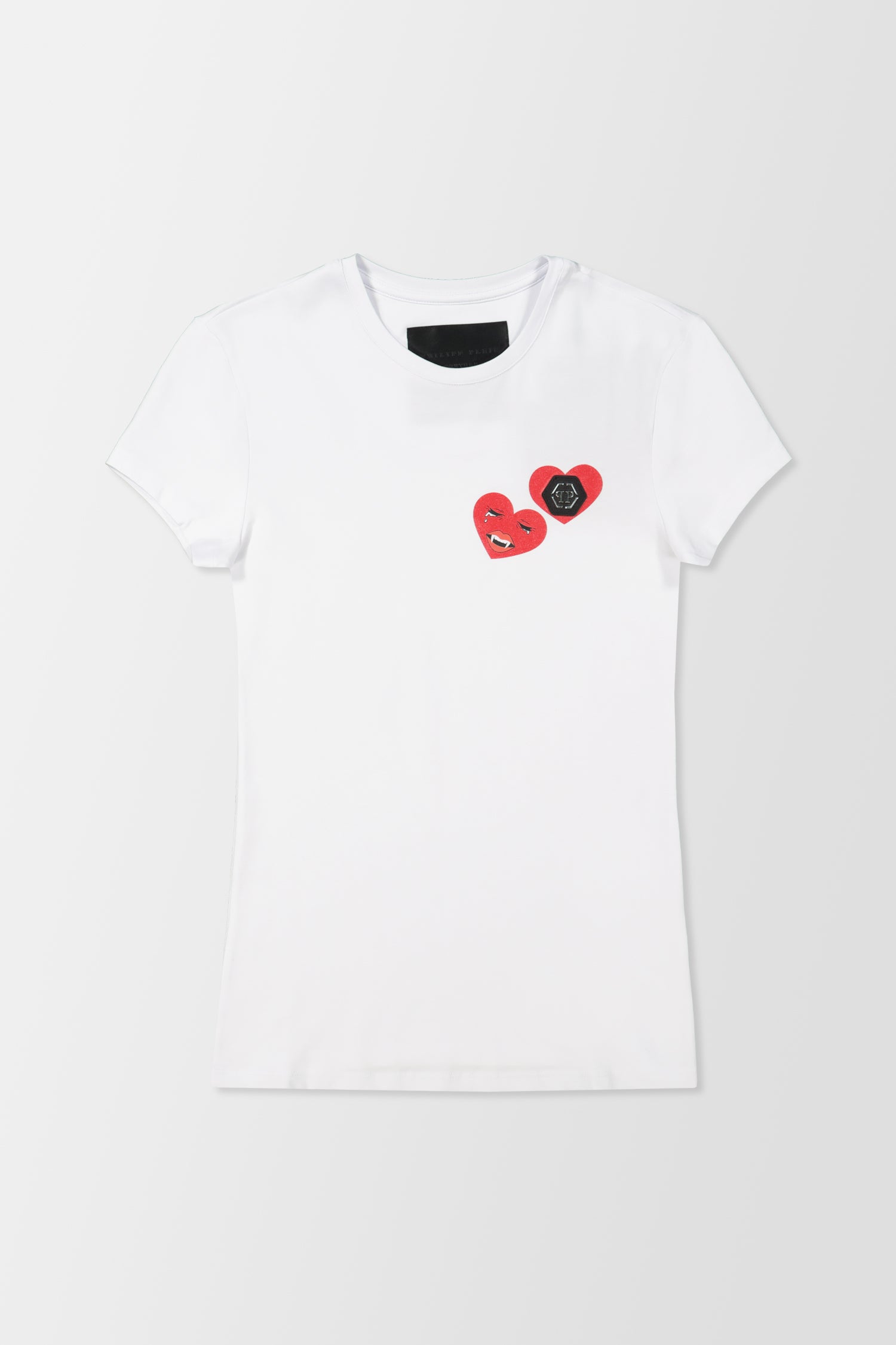 Philipp Plein White Round Neck Short Sleeve Love Plein T-Shirt for Men - Casual Streetwear & Summer Fashion