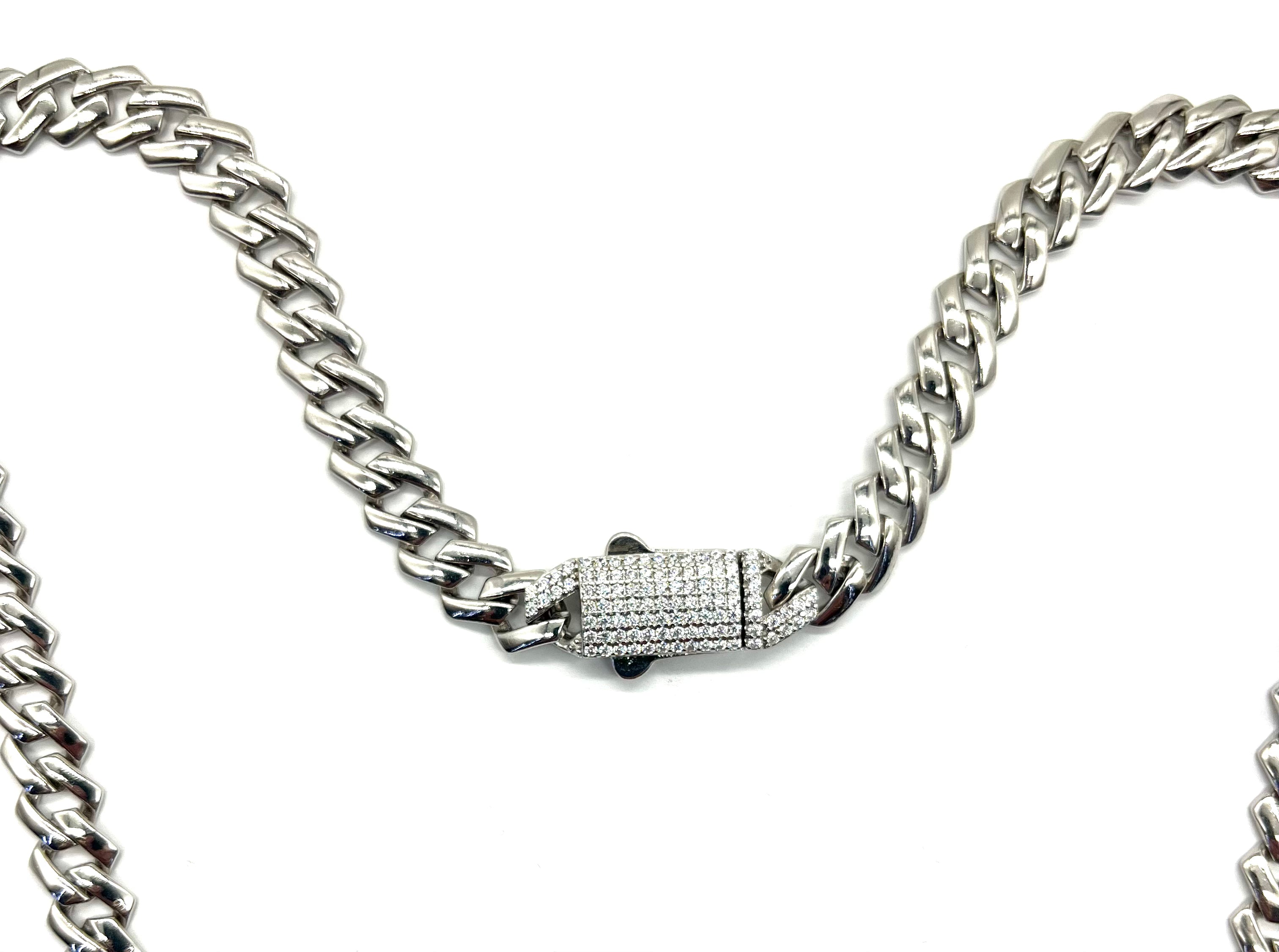 Sterling Silver Monaco Necklace with Cubic Zirconia Clasp - Elegant Jewelry Gift for Women, Perfect for Weddings, Anniversaries & Special Occasions