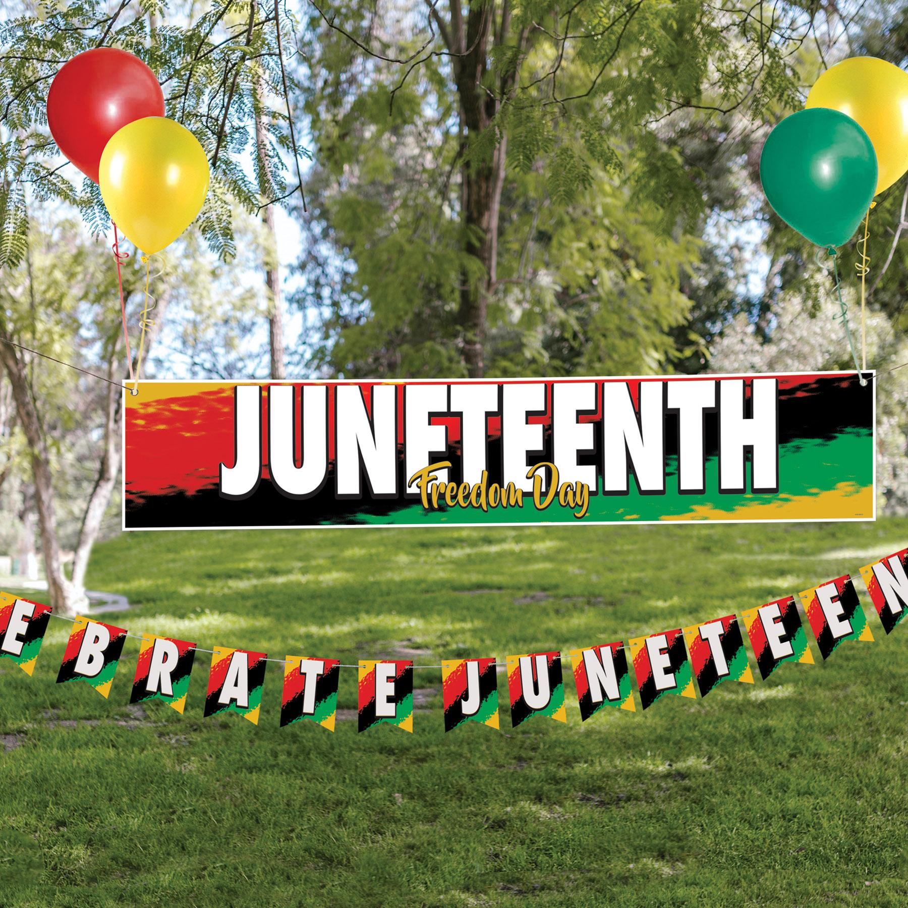 12 Pack Juneteenth Decorations - Patriotic Red, Black, Green Banners for Juneteenth Celebrations, Parties, and Home Decor