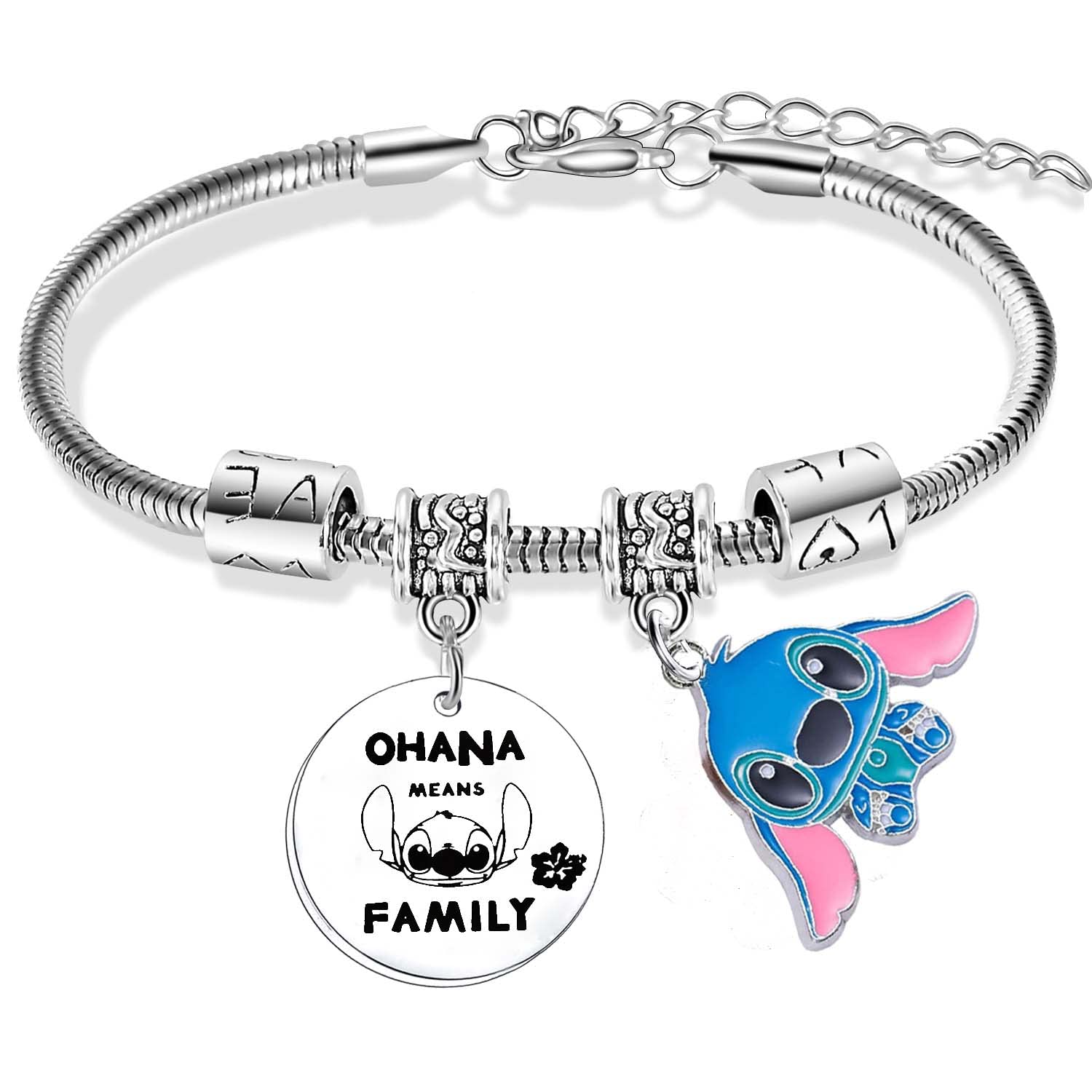 Ohana Means Family Bracelet - Stitch Inspired Friendship Bracelet for Women & Girls - Christmas, Birthday Gifts for Daughter, Sister, Niece - Perfect for Disney Lovers & Family Bonding Moments