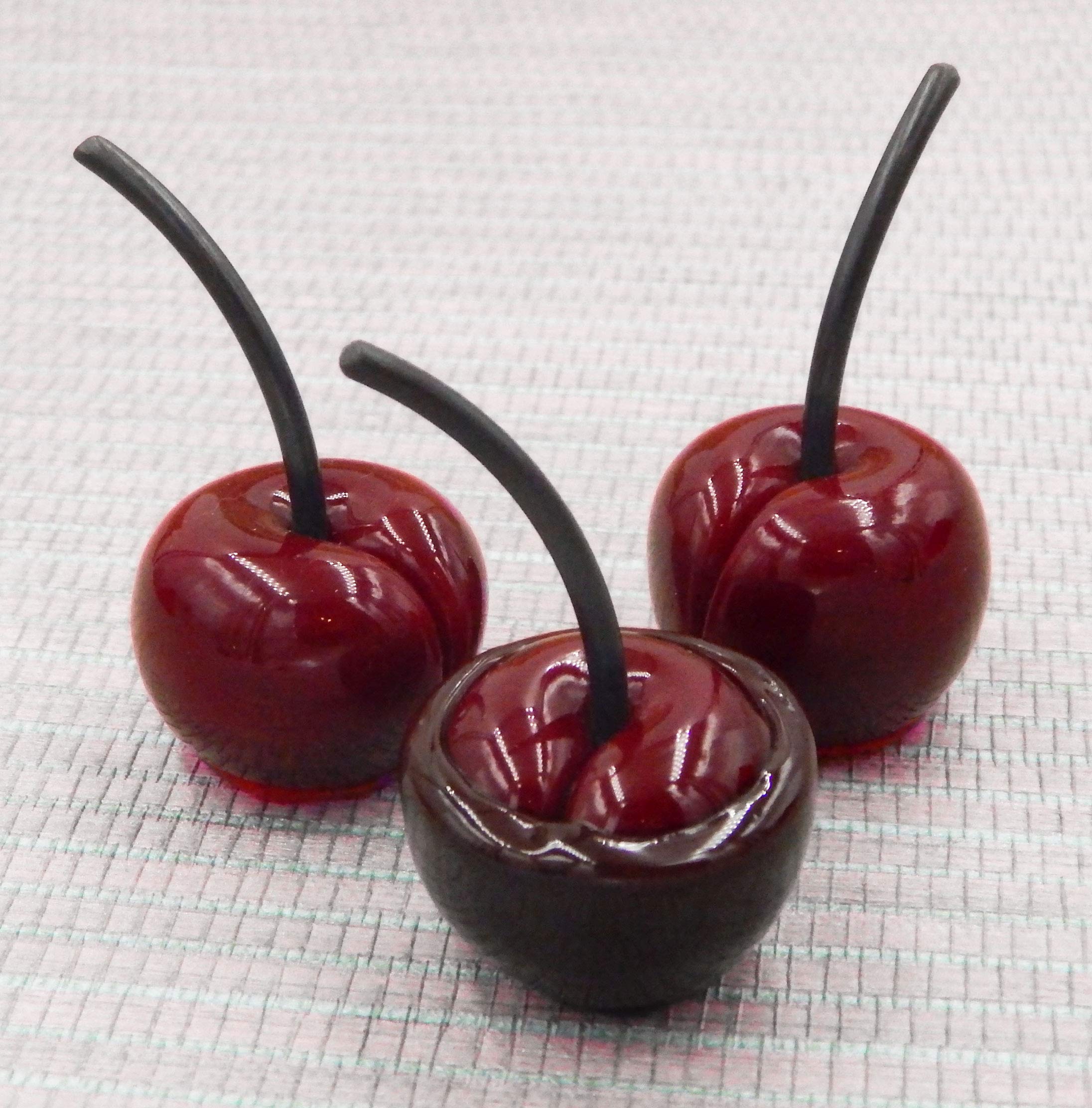 Handmade Chocolate Dipped Cherry Art Glass - Elegant Home Decor Accent Gift for Tabletop, Kitchen, or Office (Perfect for Valentine's Day, Housewarming & Anniversary Gifts)
