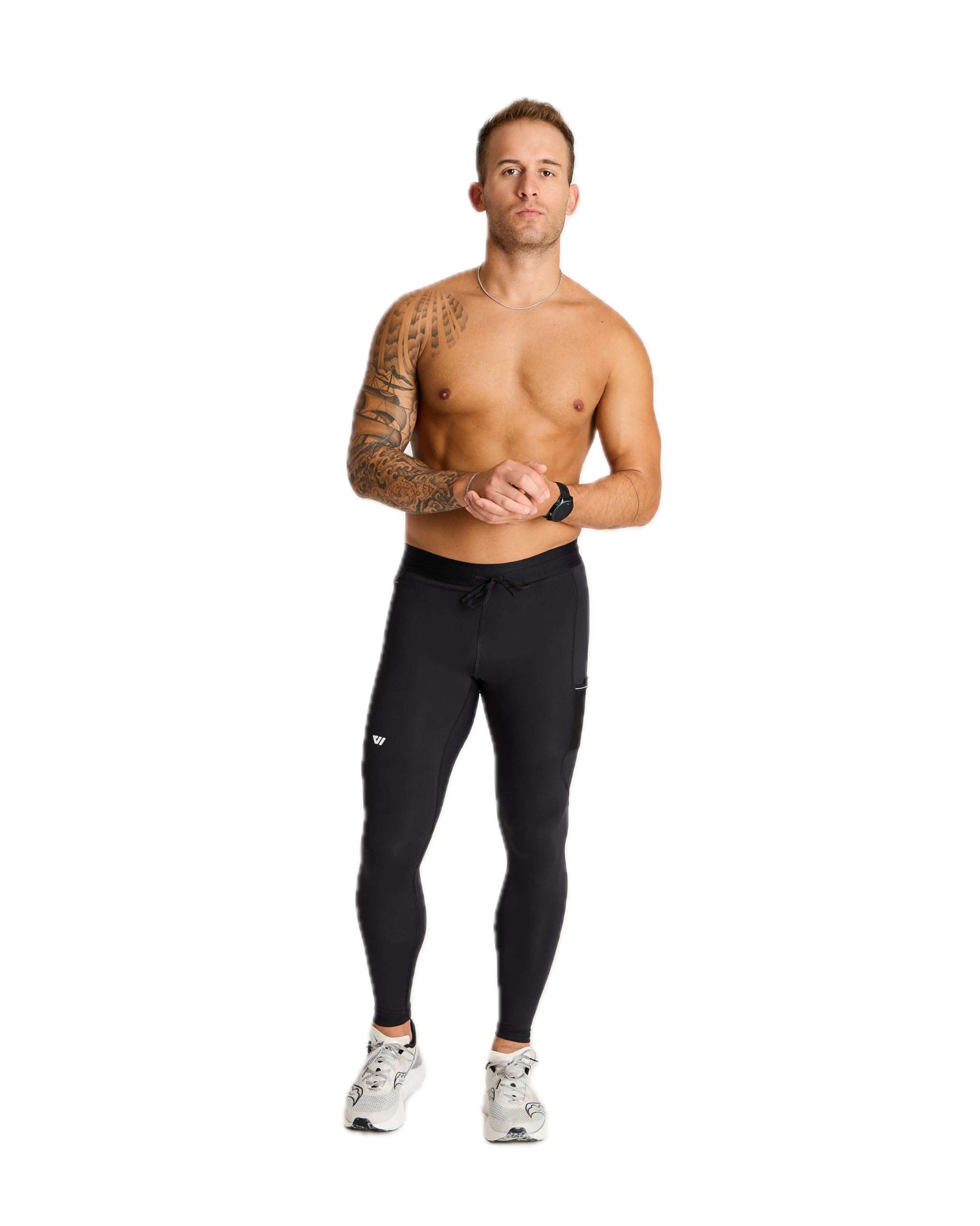 WOLACO Sprint Full Tight Compression Pants for Men with Phone Pocket - Running, Workout & Training Performance Leggings