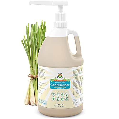 Nature Sustained Organic Hair Conditioner - Hypoallergenic, Sulfate-Free, Chemical-Free for Dry & Damaged Hair | Raw Probiotic Hydrating Soapberry Formula (1 Gallon, Lemongrass Scent) | Perfect for Daily Use, Salon Treatments & Natural Hair Care Routines