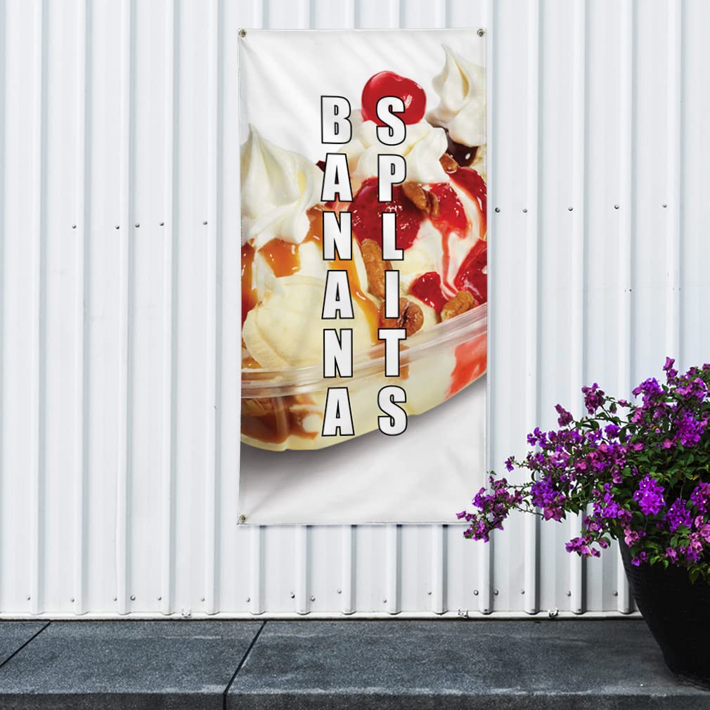 Premium Vertical Vinyl Banner - Multiple Sizes (96x48 Inches) | Weatherproof Outdoor Yard Signs with 8 Grommets | Perfect for Banana Splits Food & Drink Retail, Industrial Use, Events & Advertising