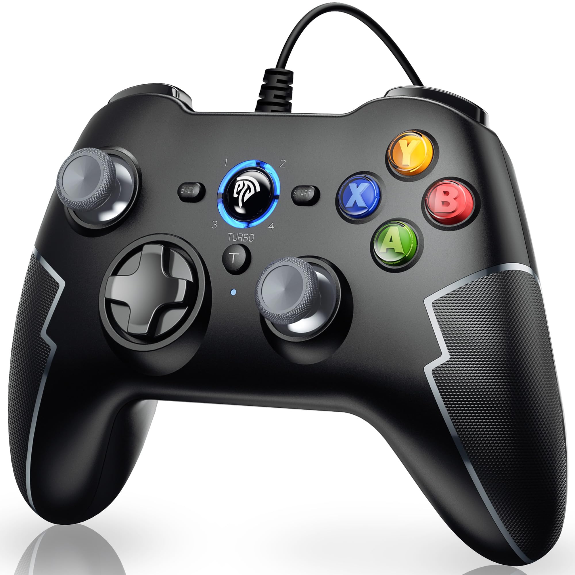 EasySMX Wired PC PS3 Controller with Hall Linear Triggers & Dual Vibration - Compatible with Windows, PS3, Android TV & TV Box - White - Perfect for Gaming, Streaming & Retro Emulation