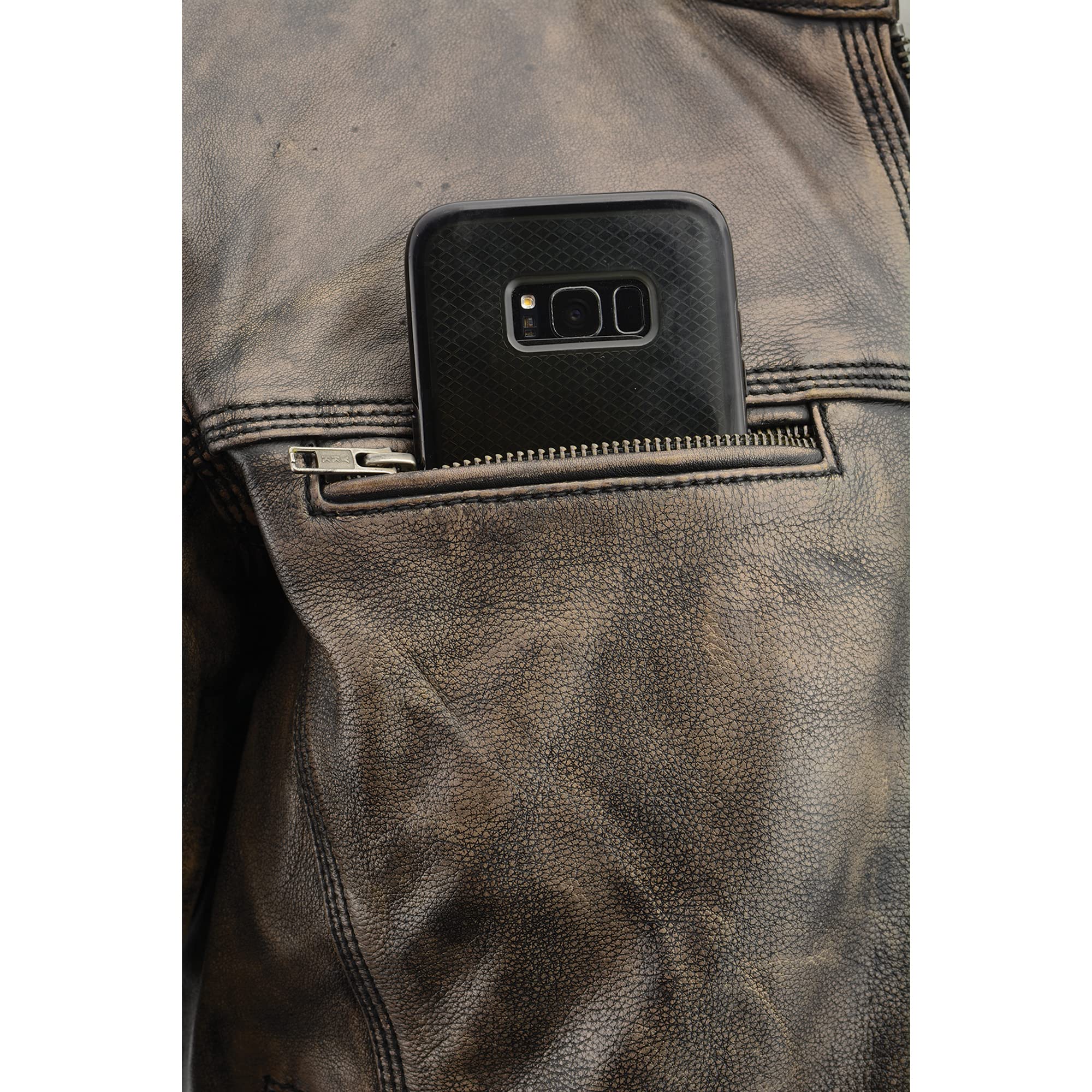 Milwaukee Leather Men's Distressed Brown Motorcycle Jacket with Venting - Premium Biker Jacket for Riding Comfort & Style - Ideal for Cruising, Commuting & Motorcycle Enthusiasts