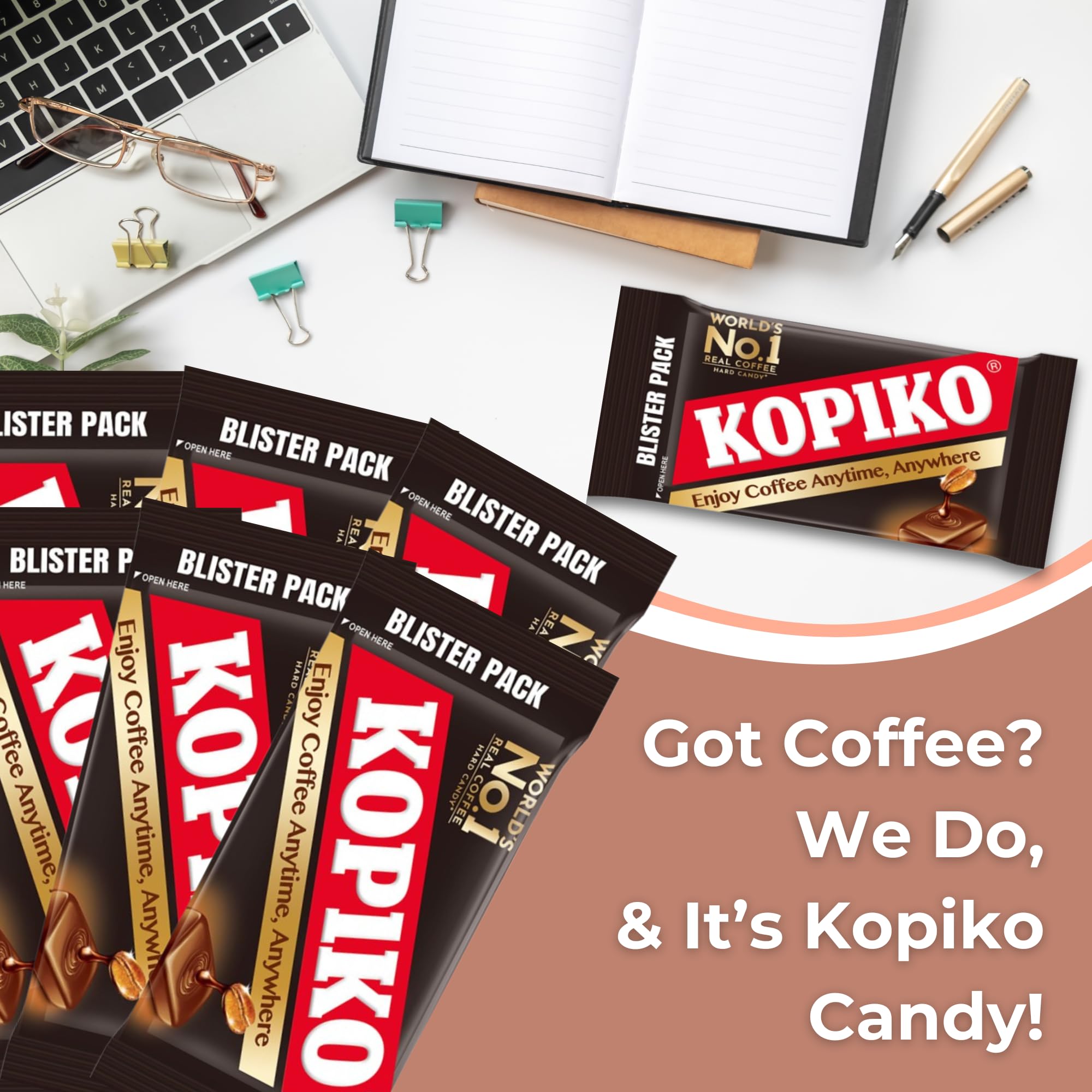 Kopiko Coffee Candy Bundle - 6 Pack (1.13 Oz Each) with Shagu Magnet | Hard Coffee-Flavored Candy for Coffee Lovers | Perfect for Office Snacks, Travel Treats & Coffee Breaks