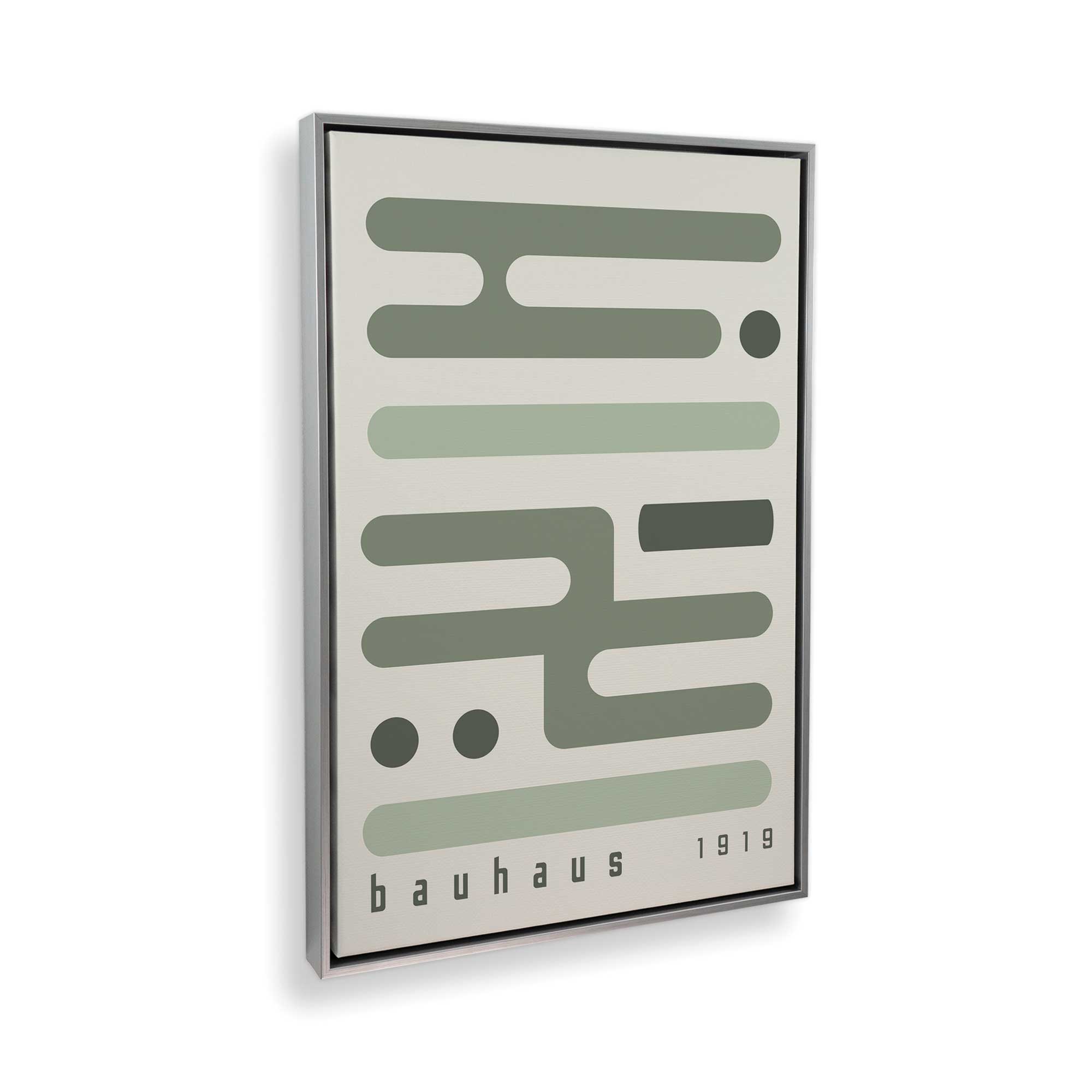 Bauhaus Minimalist Green Circuitry Art Print on Canvas - Modern Abstract Wall Decor for Living Room, Office & Bedroom