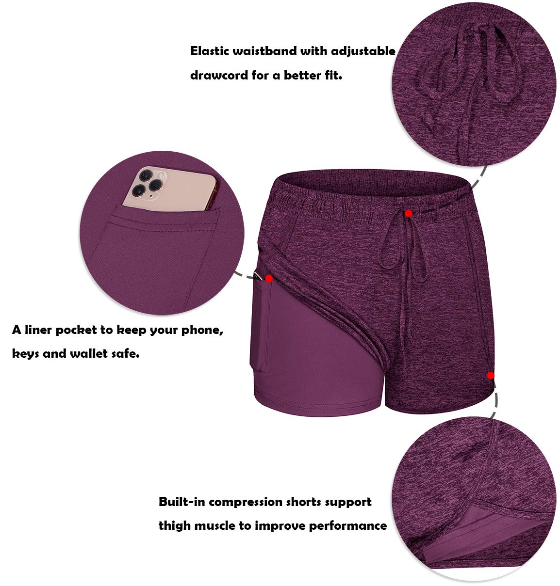 BLEVONH Women's 2-in-1 Yoga Running Shorts with Pockets - High Waist Athletic Workout Shorts for Gym, Jogging & Lounge (Sizes S-3XL) | Perfect for Yoga, Running, Gym & Casual Wear