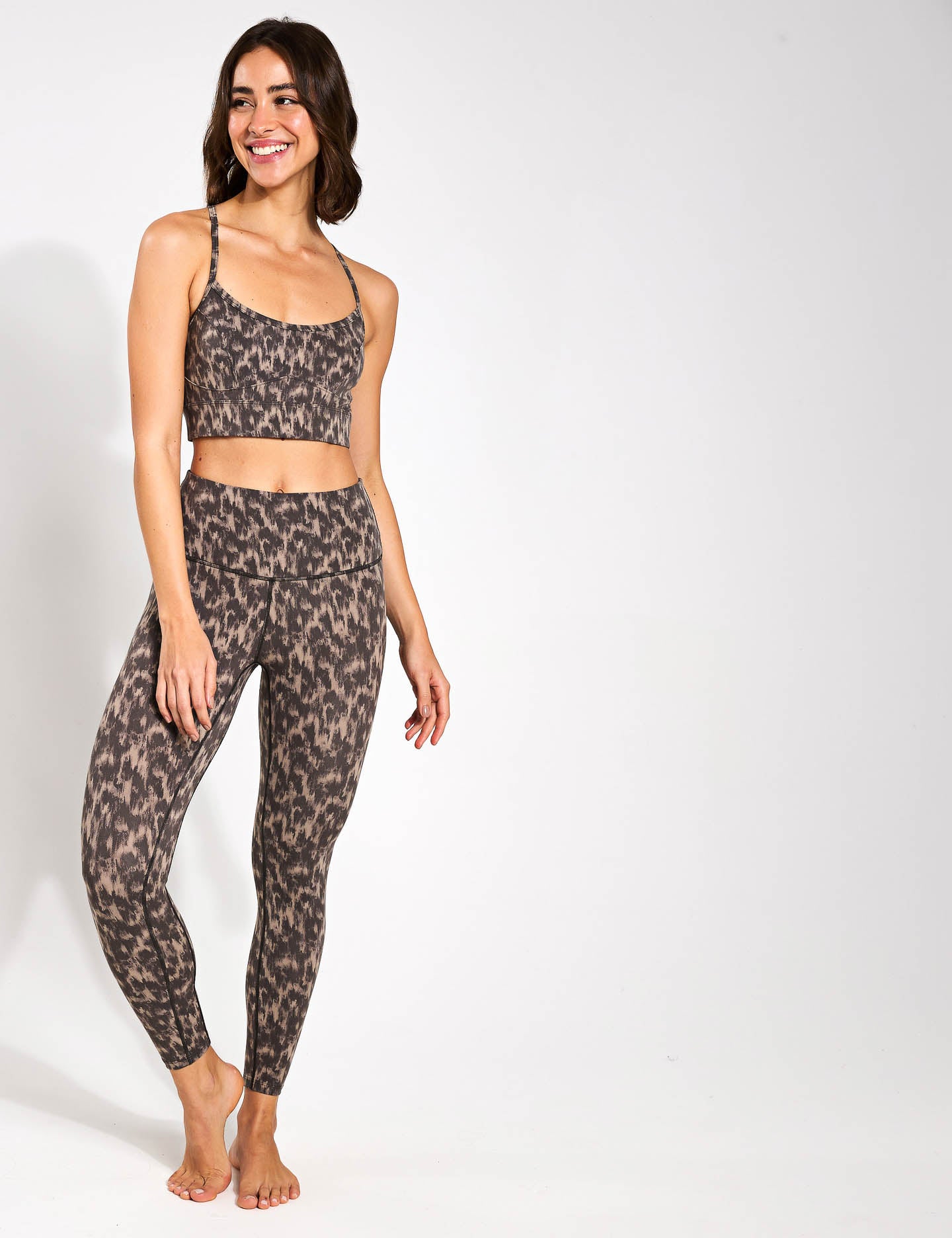 High Waisted Leggings for Women - Abstract Motion Texture Yoga Pants - 25