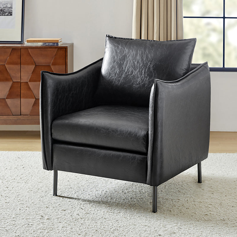 Felix Faux Leather Armchair - Modern PU Leather Accent Chair for Living Room, Office & Lounge - Comfortable Mid-Century Style Seating for Home Decor