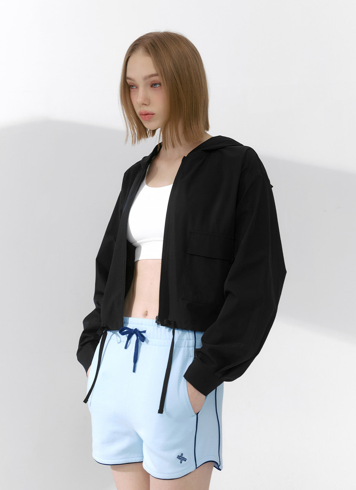 Lightweight Woven Hooded Crop Jacket for Women - Stylish Outerwear for Spring & Fall - Perfect for Casual Outings, Layering & Streetwear Fashion