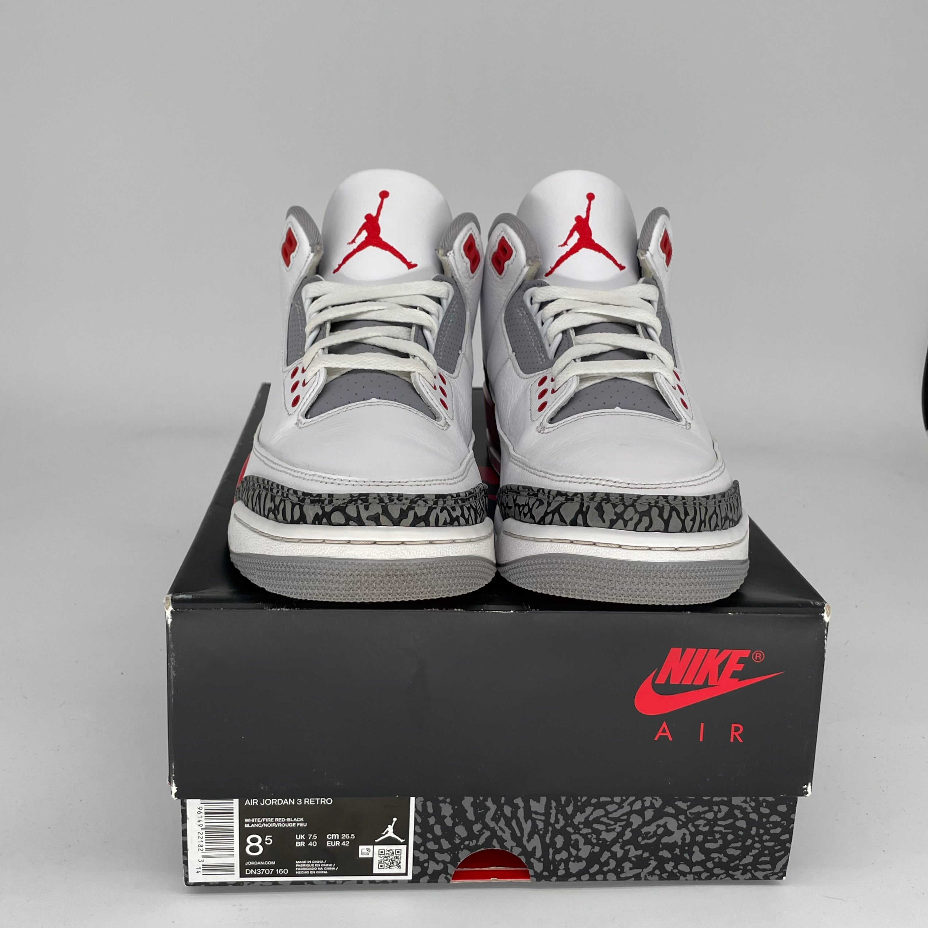 AIR JORDAN 3 Retro Fire Red Men's Basketball Shoes Size 8.5 DN3707-160 - Perfect for Streetwear, Sneaker Collection & Casual Wear