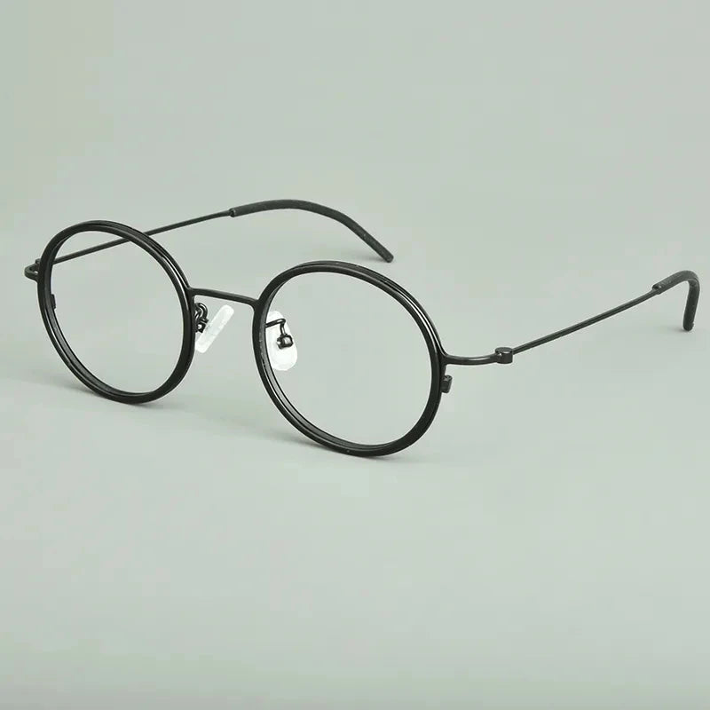 Aimee Unisex Full Rim Round Titanium Acetate Eyeglasses Frame 15503 - Lightweight & Durable Glasses for Men & Women - Perfect for Reading, Work & Everyday Wear