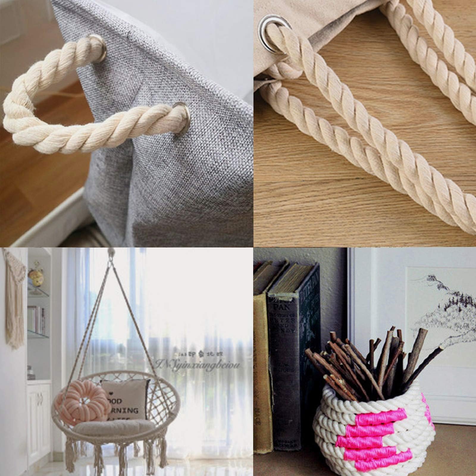 Premium 1-Inch x 100-Feet 100% Natural Cotton Rope - Extra Thick Twisted Heavy Duty Rope for DIY Crafts, Tug of War Games, Hammock Making & Home Decor - Perfect for Outdoor Activities, Camping & Macrame Projects