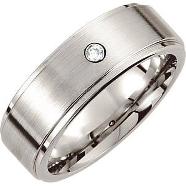 Natural White Diamond Men's Ring - 0.05ct Cobalt & Steel Size 10 Wedding Band - Ridged Design for Engagement, Anniversary & Special Occasions