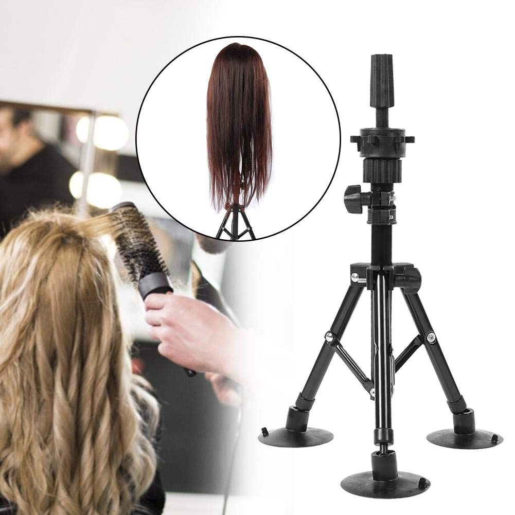 Adjustable Metal Mannequin Tripod Stand - Black Wig Holder for Hair Styling & Salon Training | Perfect for Hairstyling Practice, Wig Display, and Beauty School Education