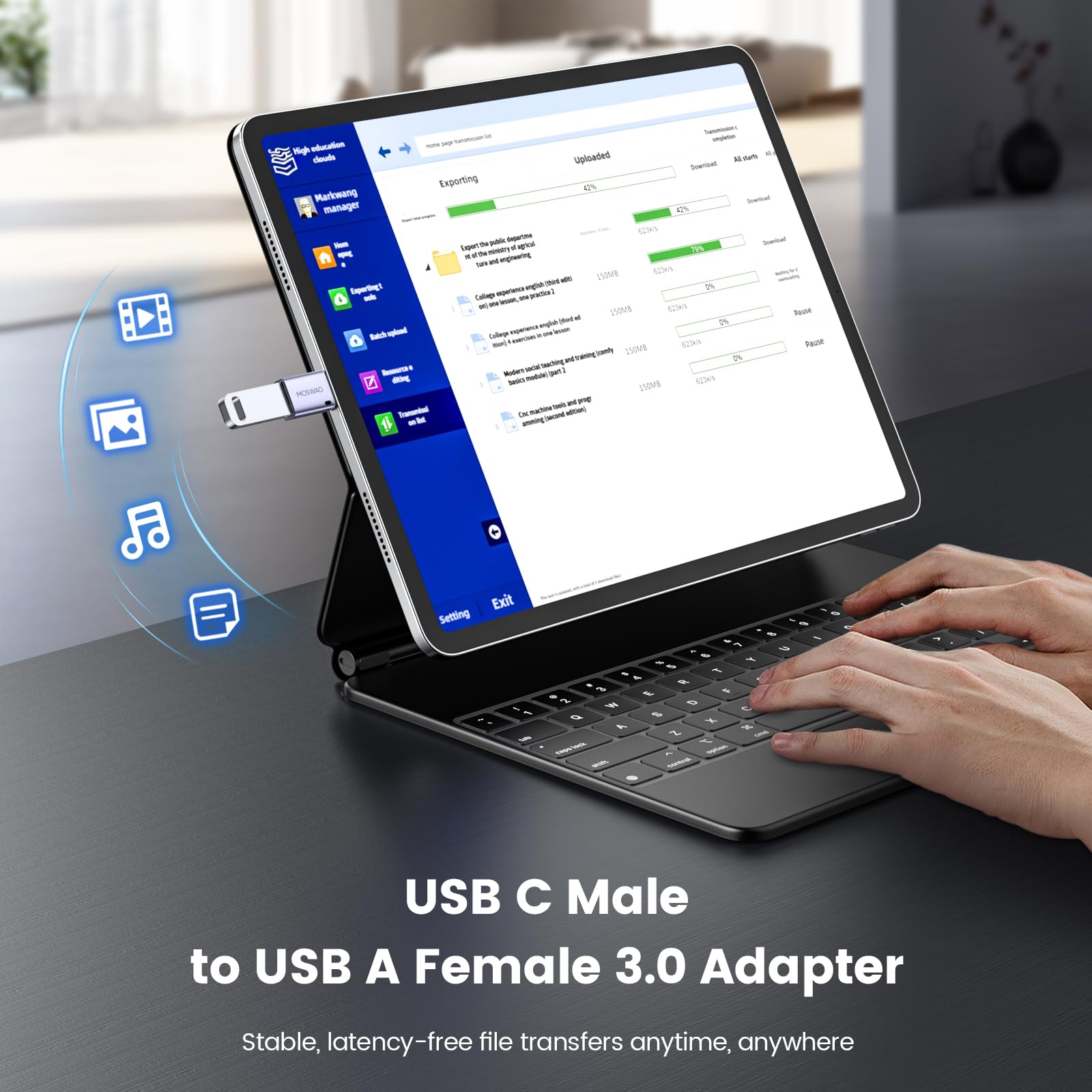 MOSWAG 4-Pack USB C to USB 3.0 Adapter - USB C Male to USB A Female OTG Converter - Compatible with MacBook, Chromebook, Surface, Samsung Galaxy S24/S23, iPhone 15/16 - Perfect for Data Transfer, Charging & Device Connectivity