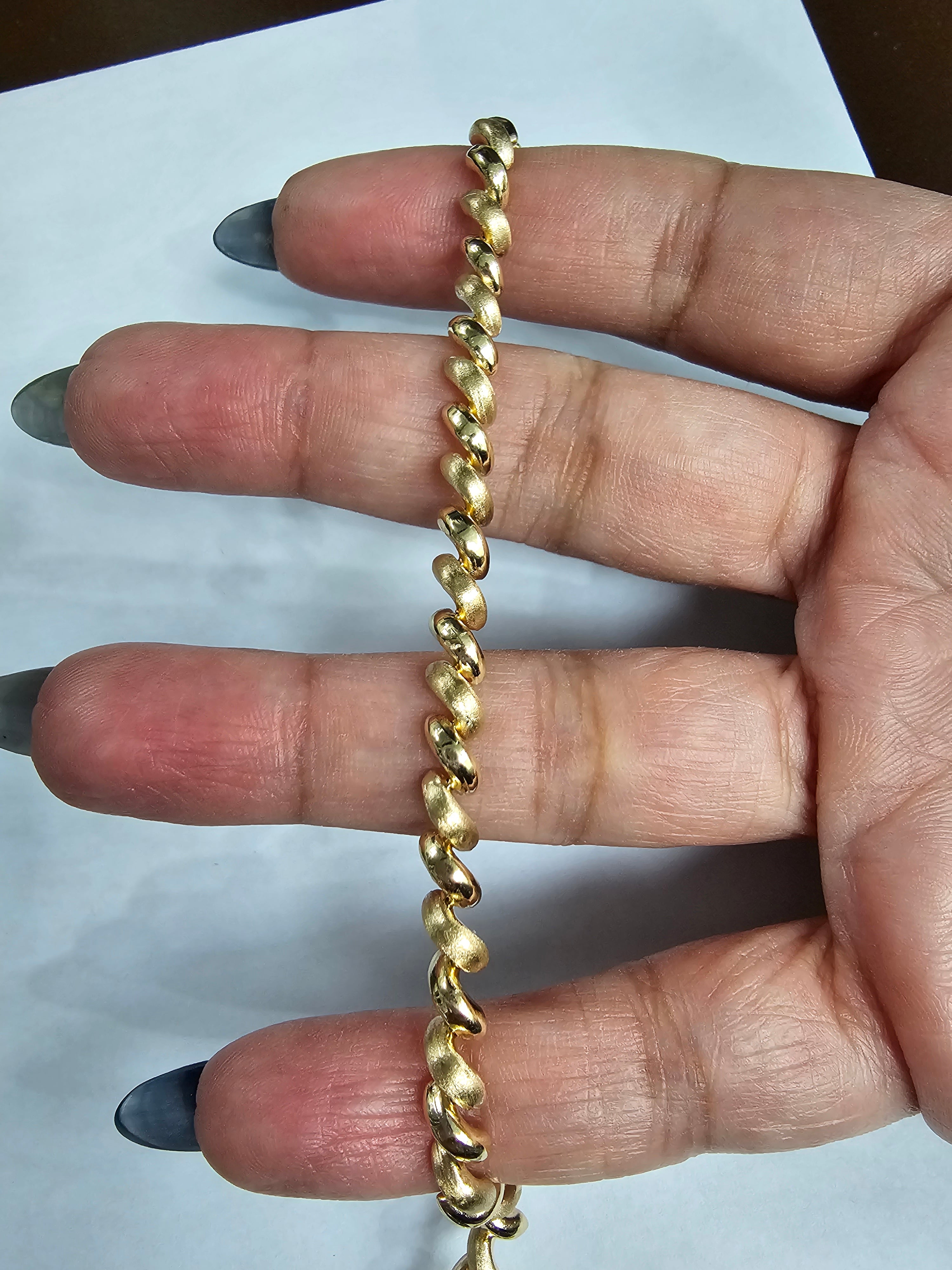 5MM San Marco Gold Link Chain Bracelet - Polished & Brushed Satin Finish - Elegant Jewelry for Women, Perfect for Parties, Weddings & Everyday Wear