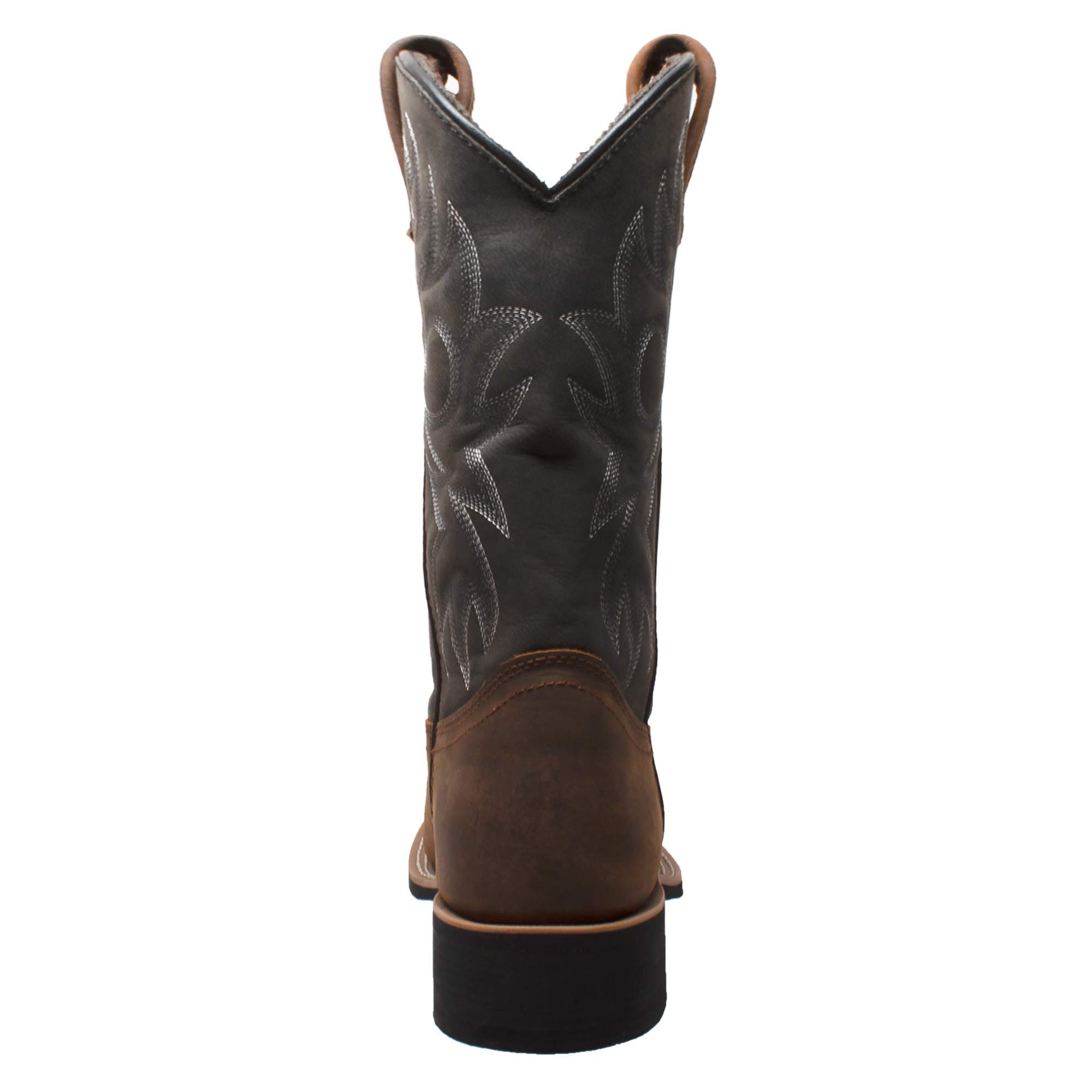 Ad Tec Men's Western Cowboy Boots - Genuine Brown Crazy Horse Leather, Row Welt Stitching, Wood Effect Heel with Cushioned Insole & Oil-Resistant Outsole - Perfect for Rodeo, Country Dancing & Western Fashion
