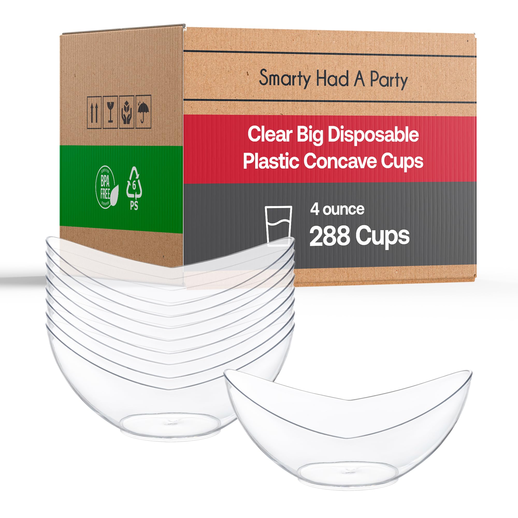 Disposable Plastic Cups - 4 oz Clear Ice Cream Bowls for Yogurt, Fruit, Cheesecake & Pudding | Bulk Party Supplies for Weddings, Events & Catering (Pack of 288) | Perfect for Dessert Bars, Ice Cream Socials & Party Snacks