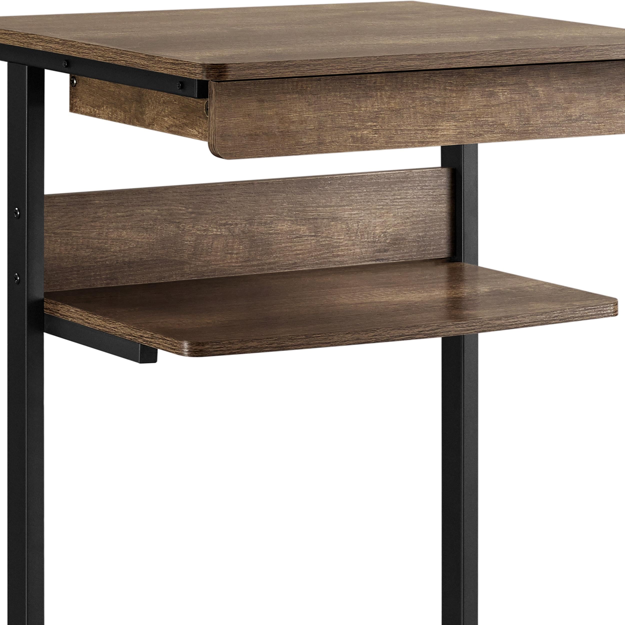 Yaheetech Compact Rolling Computer Desk with Storage Drawer & Keyboard Tray - Mobile Home Office Desk with Wheels for Laptop Workstation - Taupe Wood Finish - Perfect for Small Spaces, Dorm Rooms & Home Offices