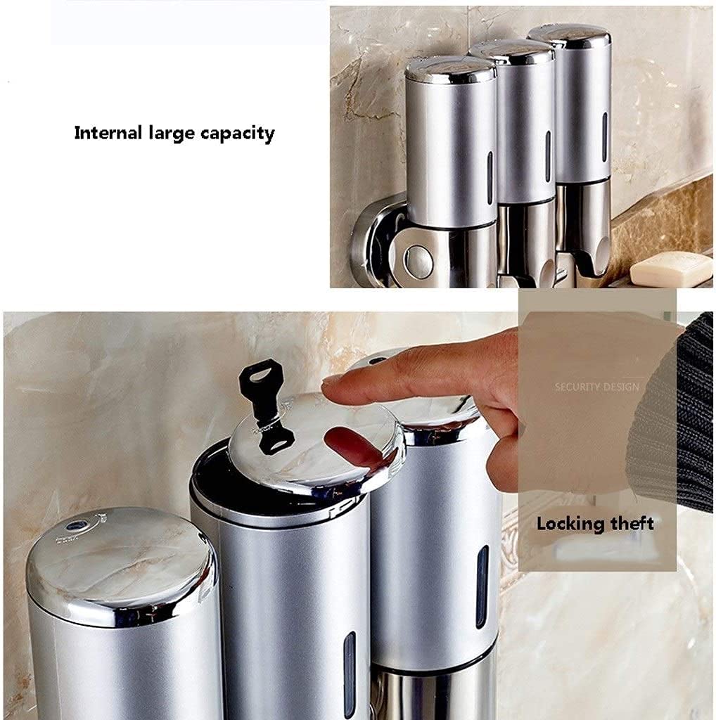 Green Manual Soap Dispenser 500ml x3 - Wall Mounted for Kitchen, Bathroom & Commercial Use - Ideal for Liquid Soap, Shampoo & Gel Dispensing in Restaurants, Hotels & Homes