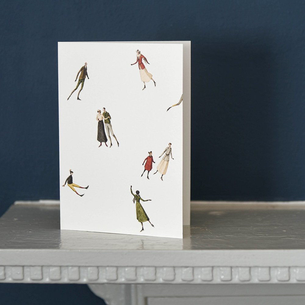 Christmas Cards with Ice Skaters Design - Pack of 10 Holiday Greeting Cards for Winter Celebrations & Festive Gifting