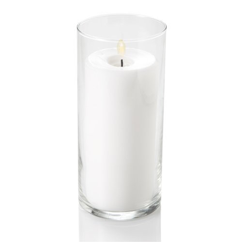 12 Pack Eastland Glass Cylinder Vases 7.5 Inch & 12 Pack Richland Pillar Candles 6 Inch Yellow - Perfect for Wedding Centerpieces, Home Decor, and Special Events