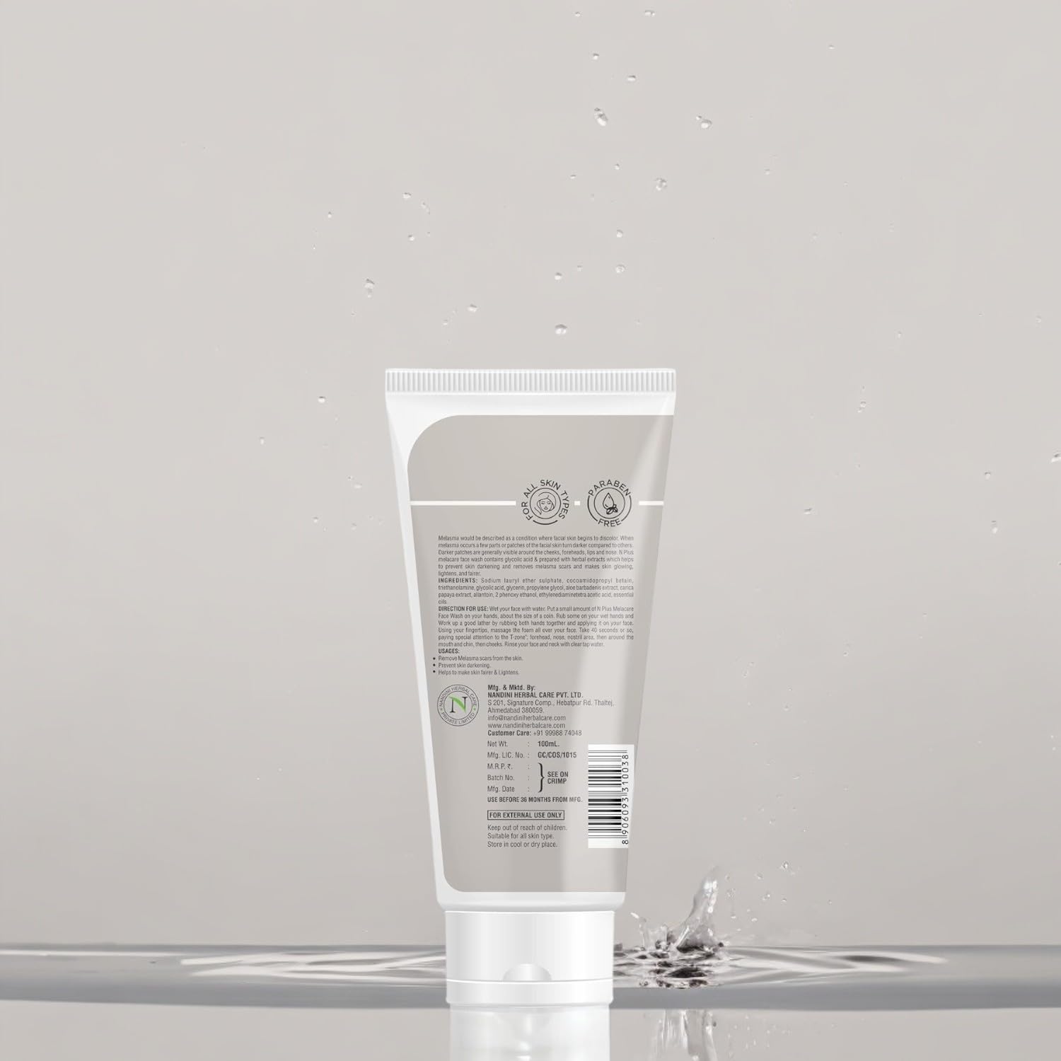 N Plus Professional Melacare Face Wash for Melasma Treatment - 100ml | Brightening & Even Skin Tone | Daily Use for Hyperpigmentation & Dark Spots