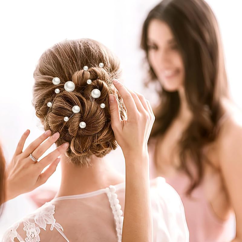 FAMEZA 18-Piece Premium Wedding Pearl Hair Pins Set - Elegant Bridal Hair Accessories, Pearl Bobby Pins for Styling, U-Shaped Hair Clips for Brides & Bridesmaids | Perfect for Weddings, Prom, Parties & Special Occasions
