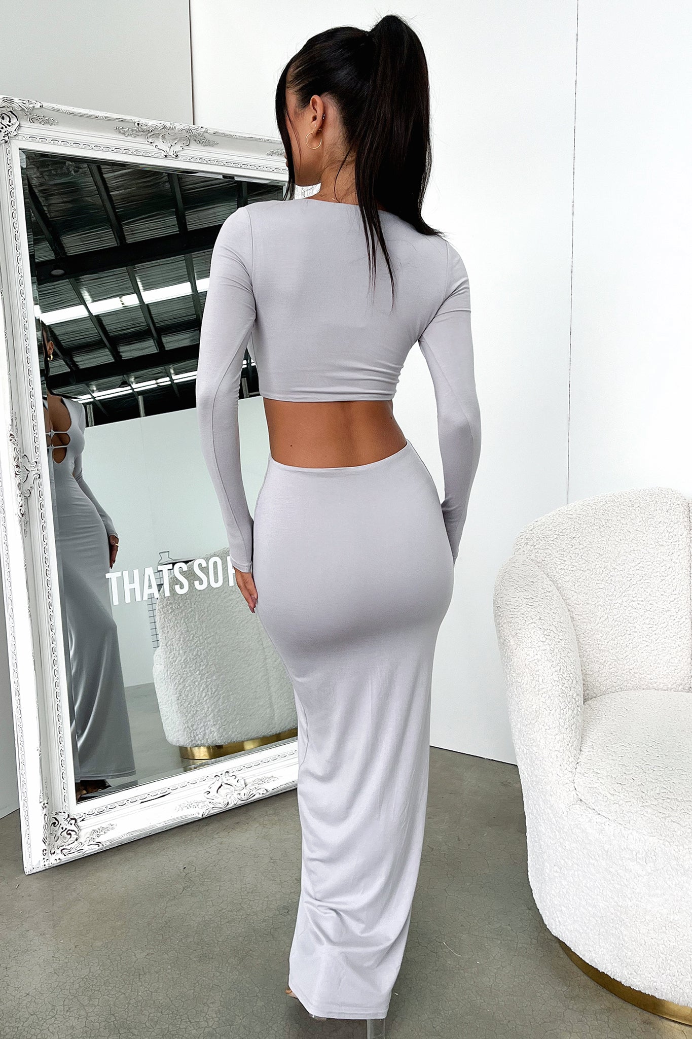 Afia Maxi Dress Grey - Elegant Long Flowy Dress for Women | Perfect for Summer, Beach, Parties & Casual Wear